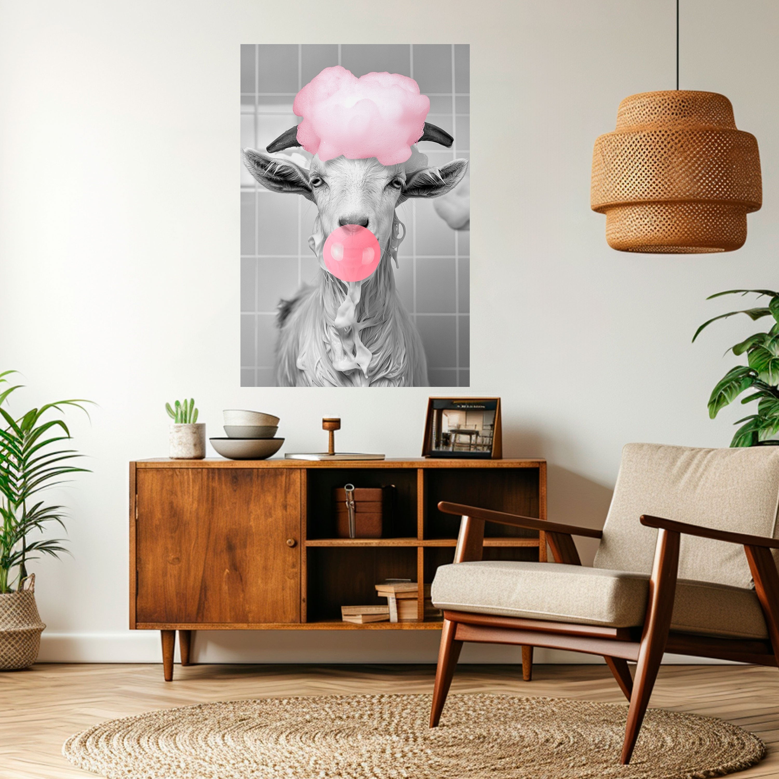 BUBBLEGUM BOVINE BLISS Vertikales Poster zum Abziehen und Aufkleben