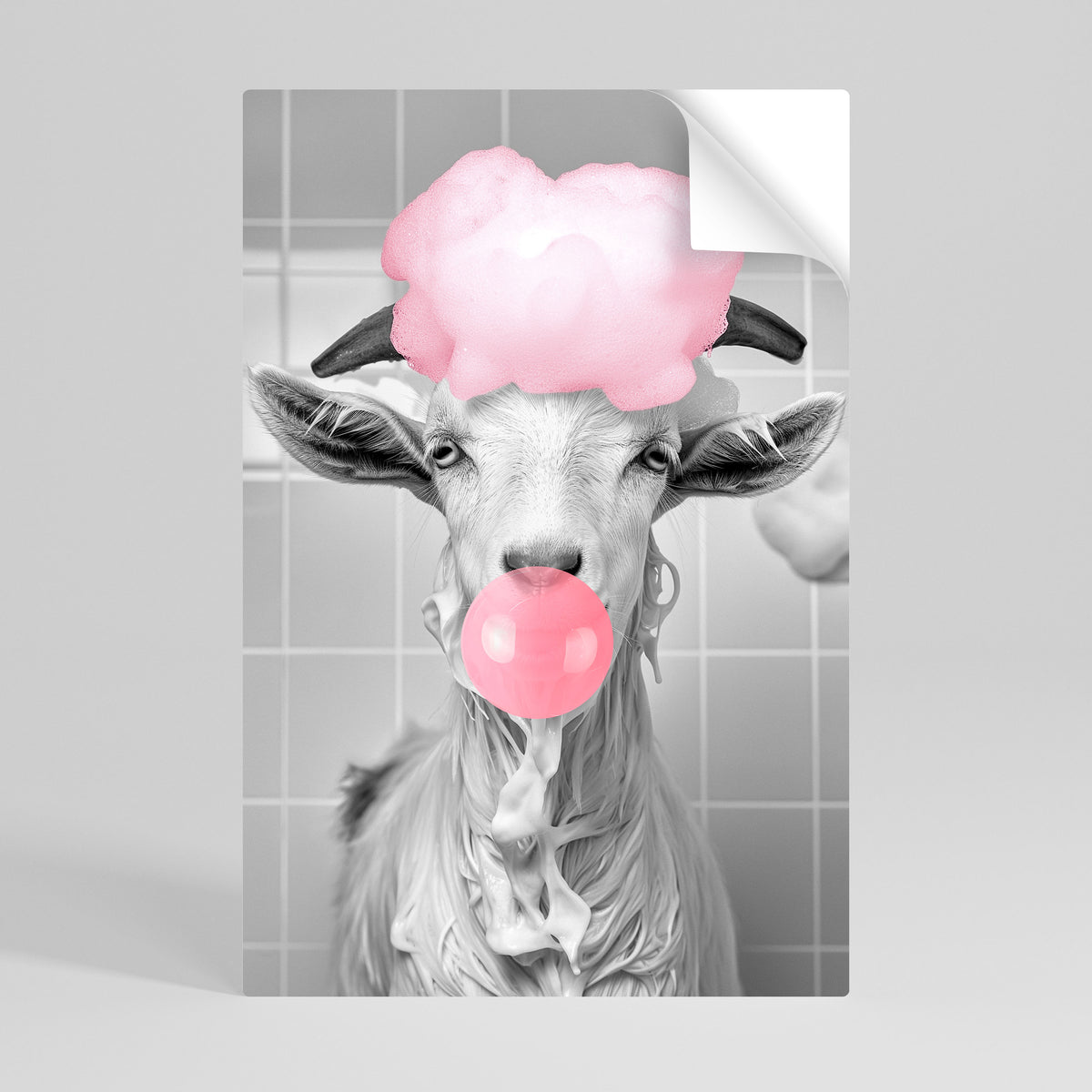 BUBBLEGUM BOVINE BLISS Selbstklebendes Poster - Hochformat