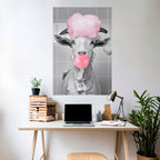 BUBBLEGUM BOVINE BLISS Selbstklebendes Poster - Hochformat