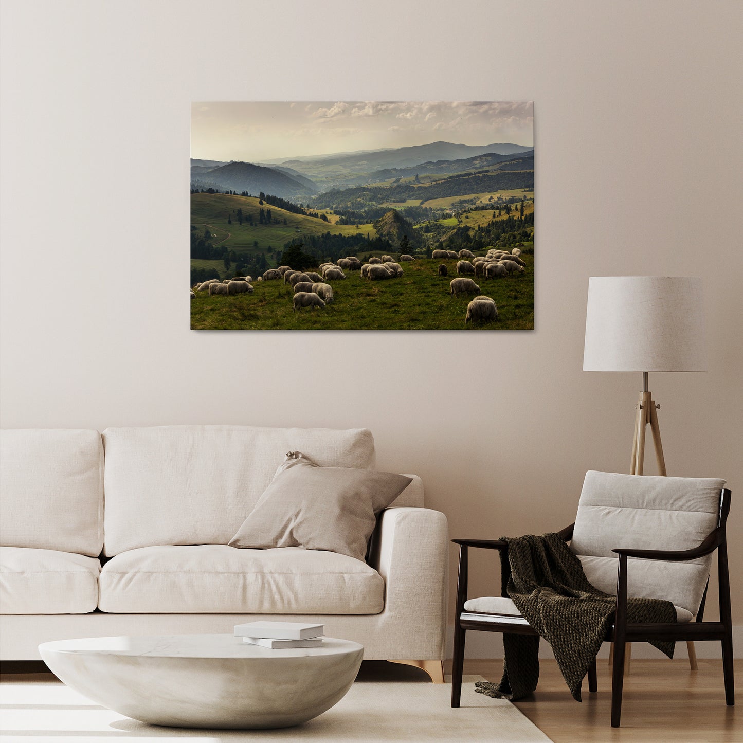 SHEEP IN SERENITY Horizontal Canvas Print