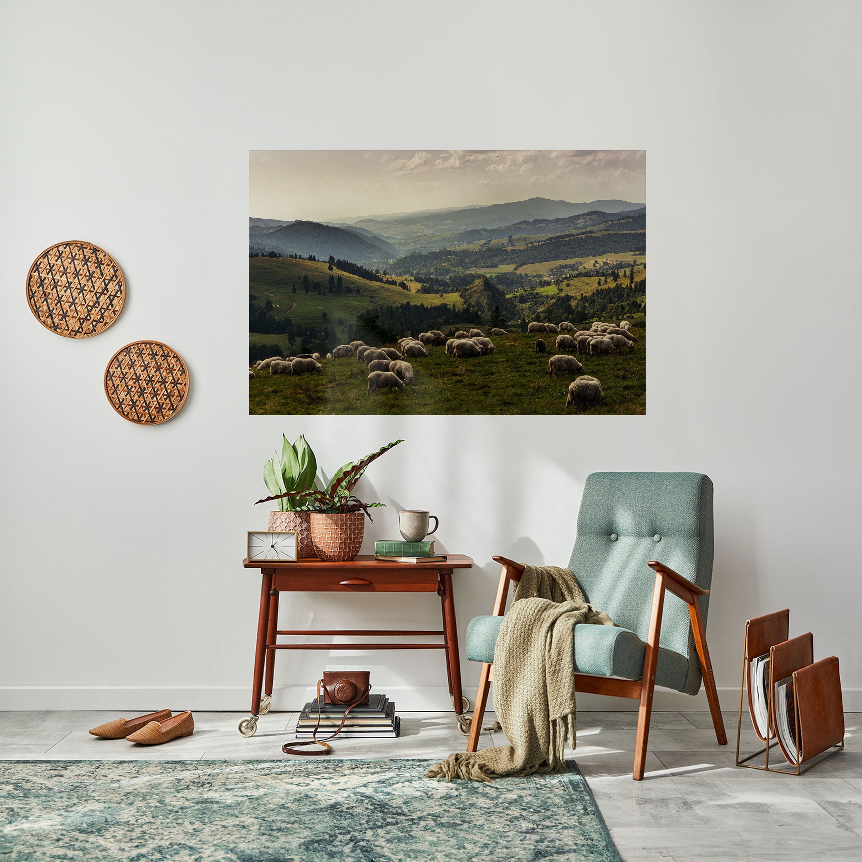 Horizontales Poster „SHEEP IN SERENITY“ zum Abziehen und Aufkleben