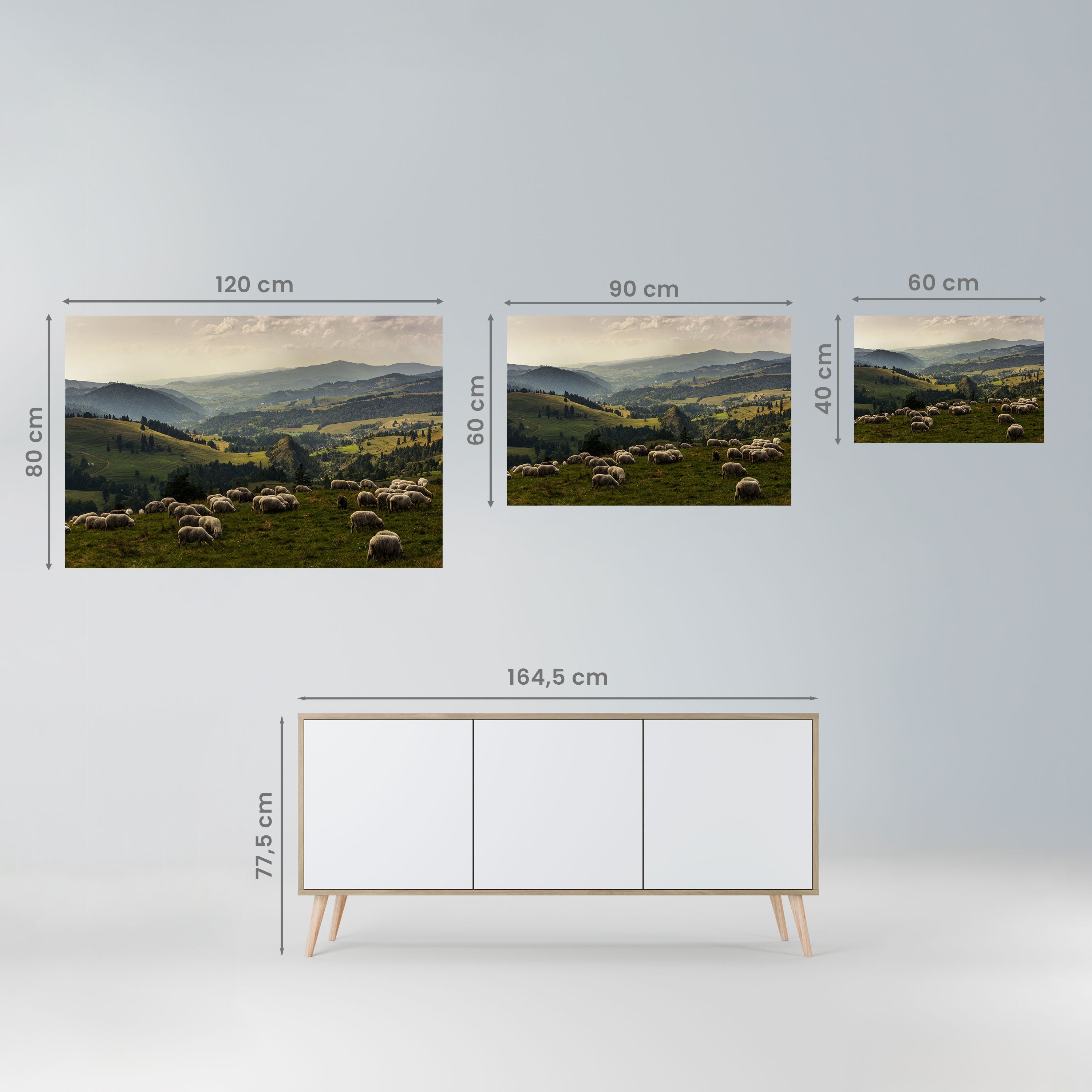 Horizontales Poster „SHEEP IN SERENITY“ zum Abziehen und Aufkleben