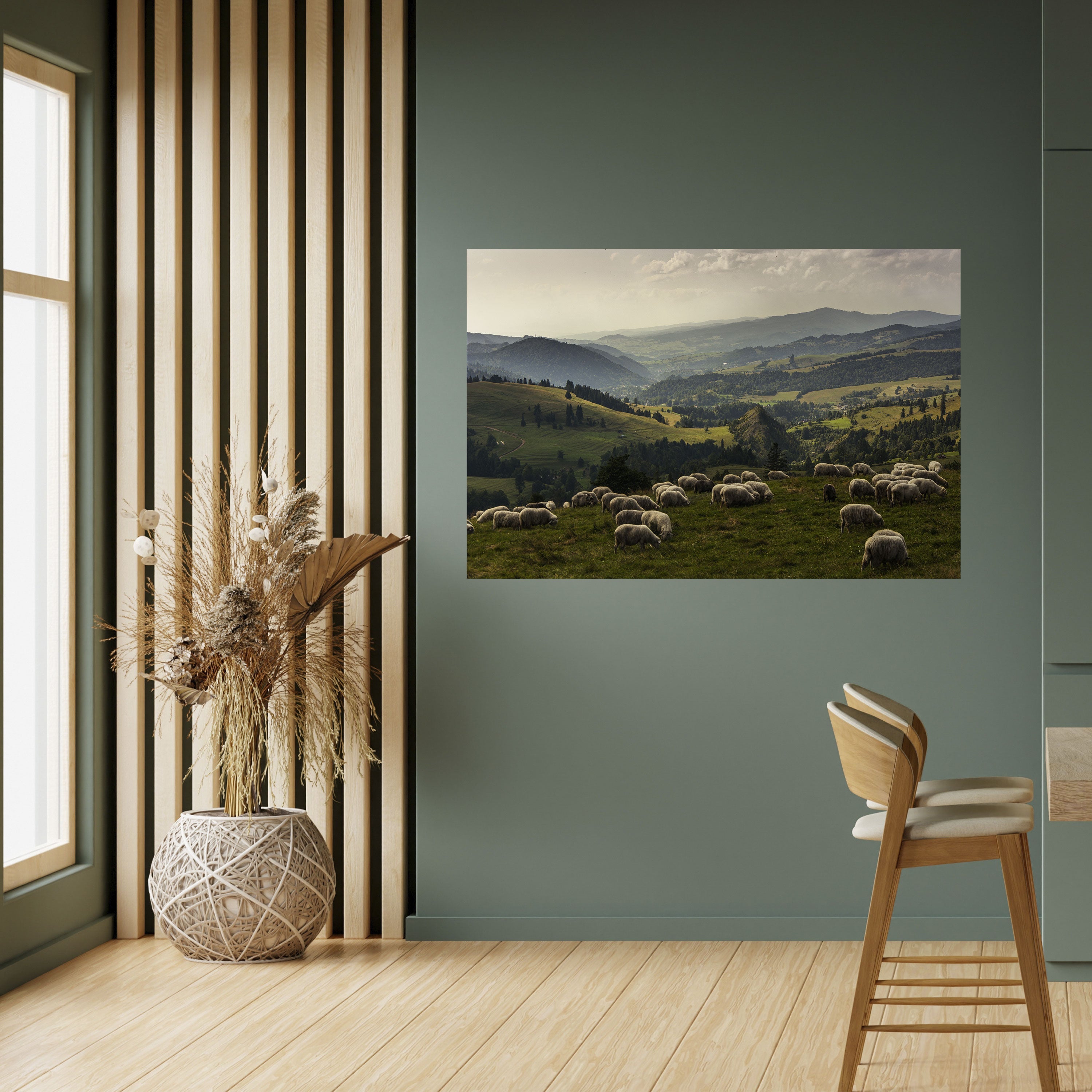 Horizontales Poster „SHEEP IN SERENITY“ zum Abziehen und Aufkleben