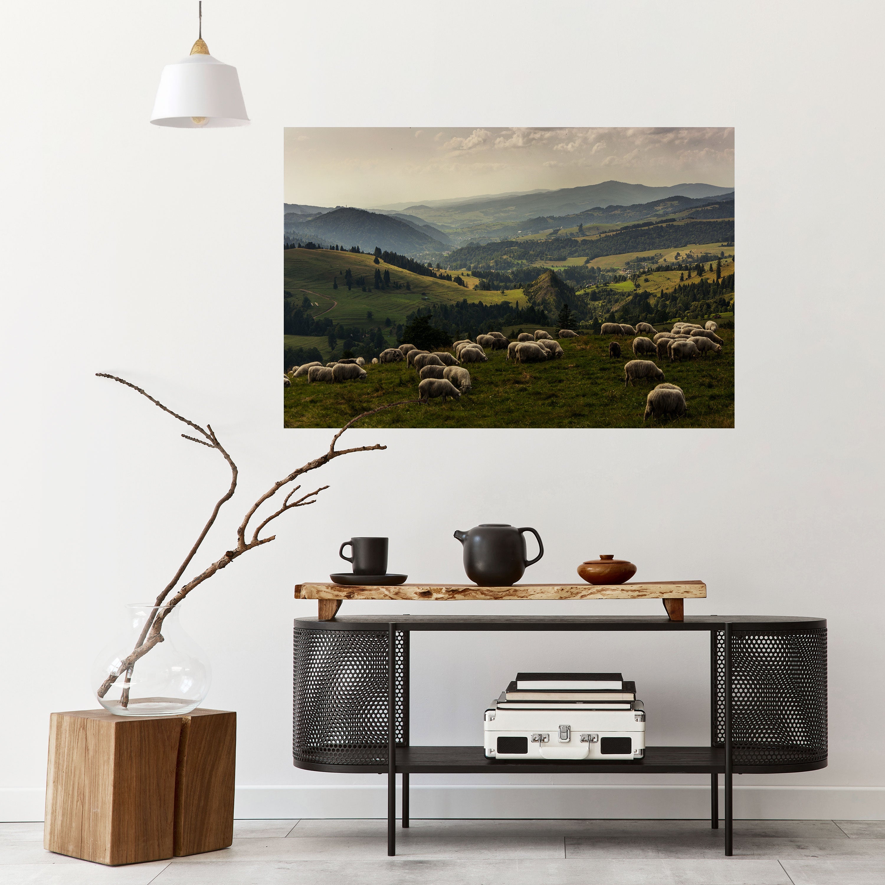 Horizontales Poster „SHEEP IN SERENITY“ zum Abziehen und Aufkleben