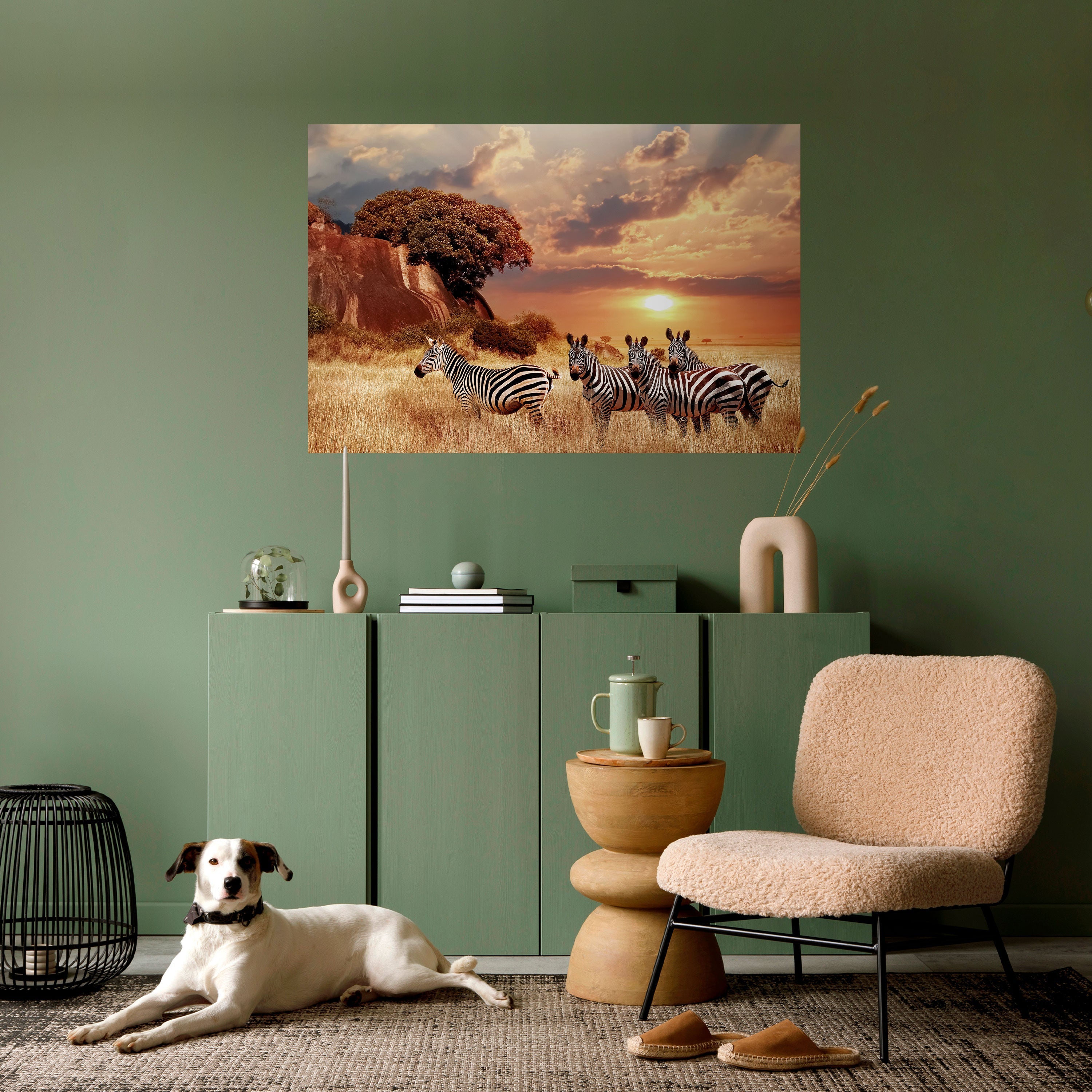 ZEBRA SUNSET SERENADE Horizontales Poster zum Abziehen und Aufkleben