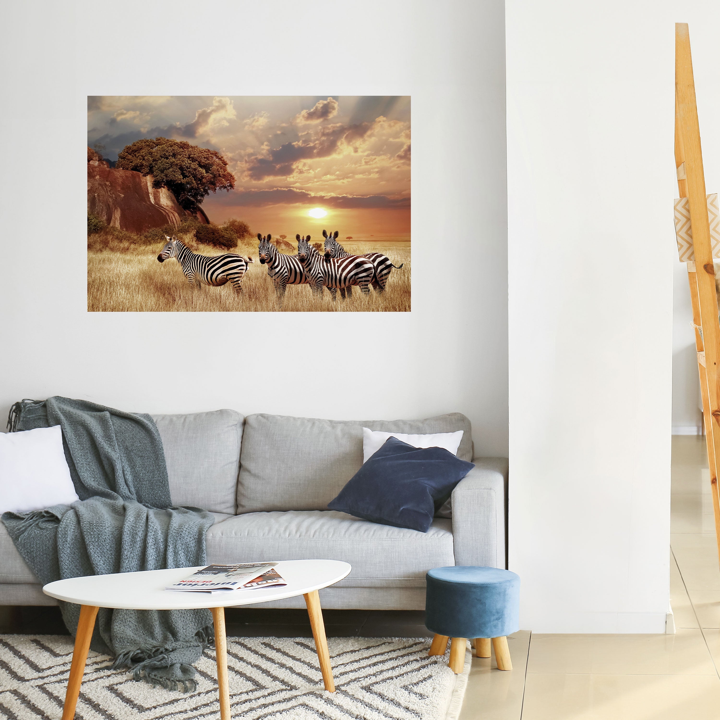 ZEBRA SUNSET SERENADE Horizontales Poster zum Abziehen und Aufkleben