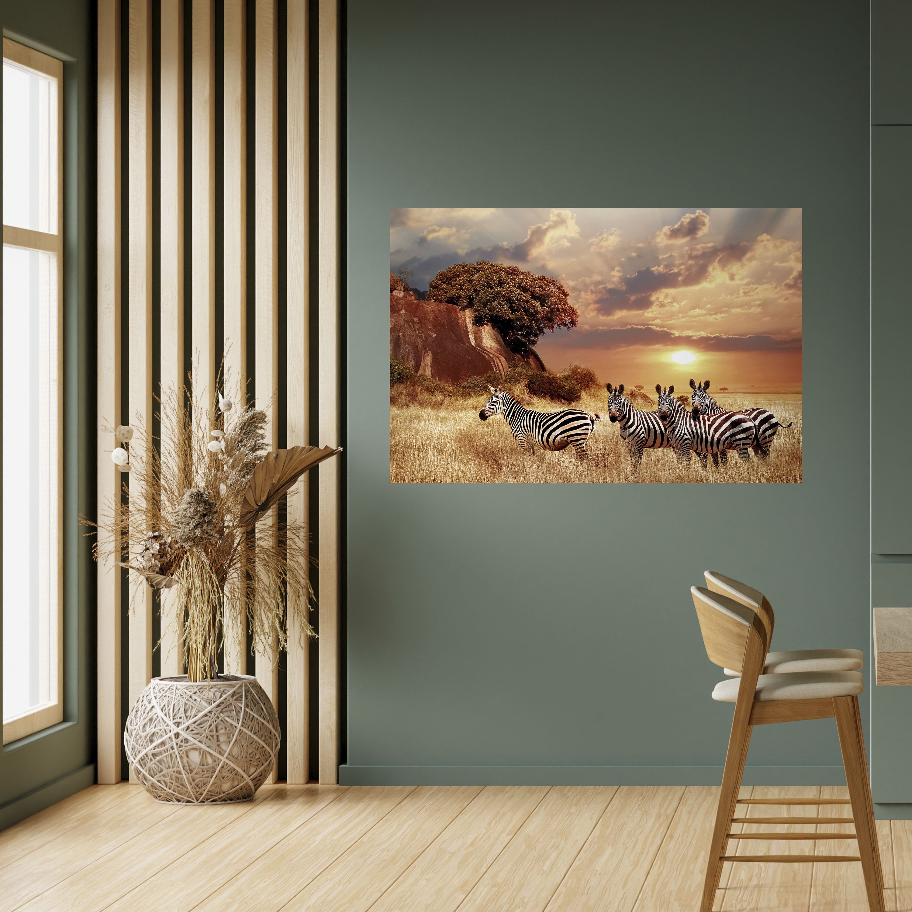 ZEBRA SUNSET SERENADE Horizontales Poster zum Abziehen und Aufkleben