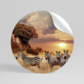 ZEBRA SUNSET SERENADE Runder Wandsticker zum Abziehen und Aufkleben