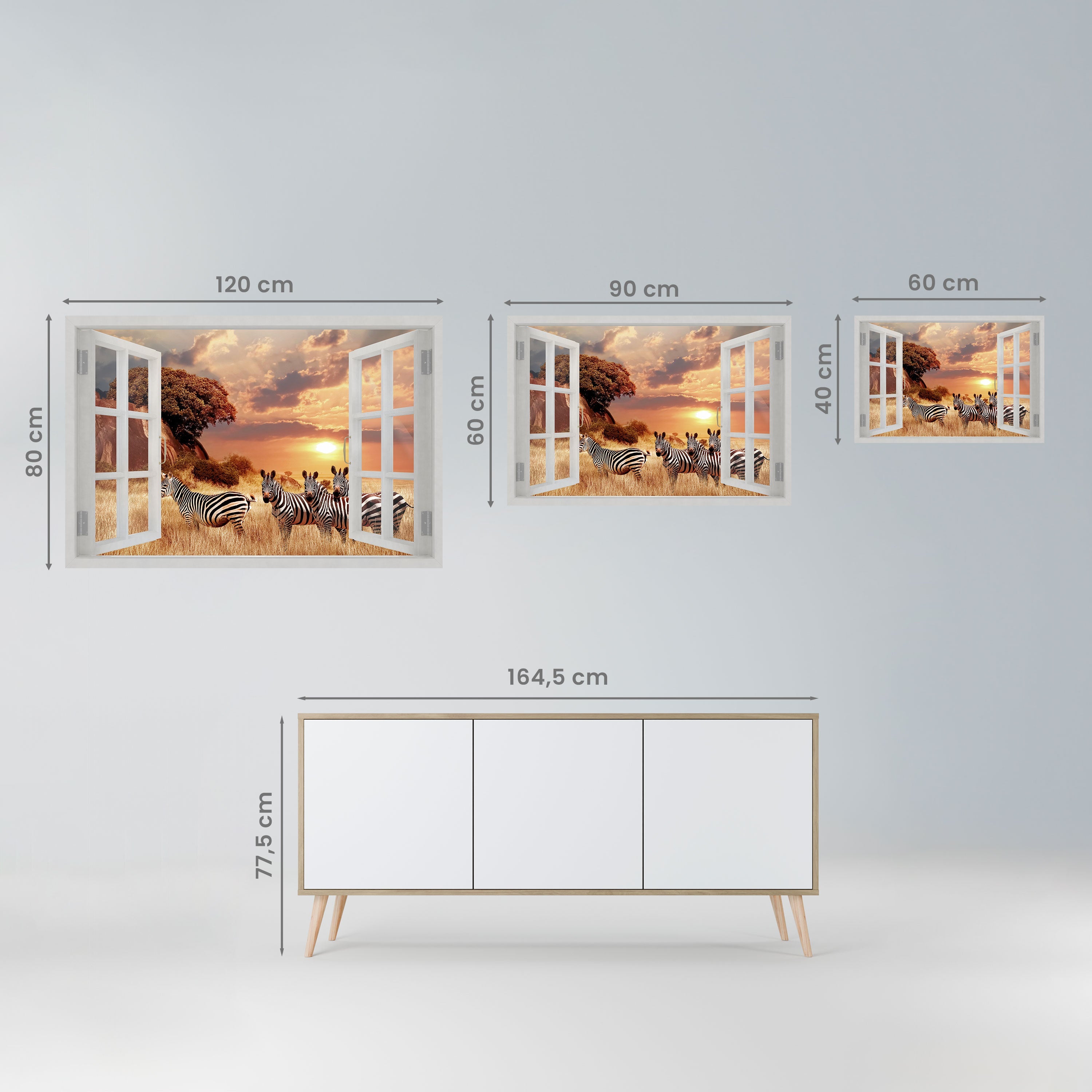 ZEBRA SUNSET VISTA Horizontales Poster zum Abziehen und Aufkleben