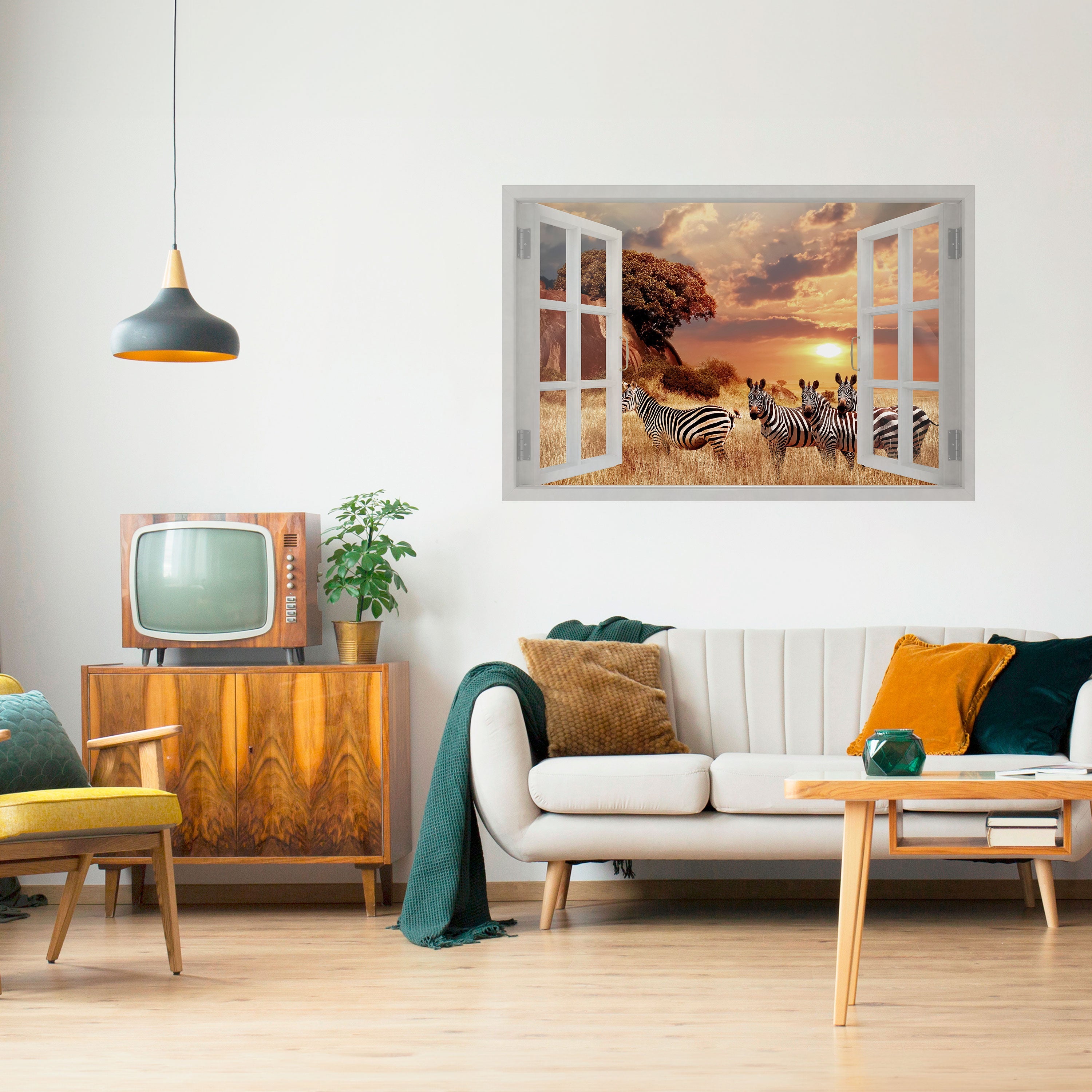 ZEBRA SUNSET VISTA Horizontales Poster zum Abziehen und Aufkleben