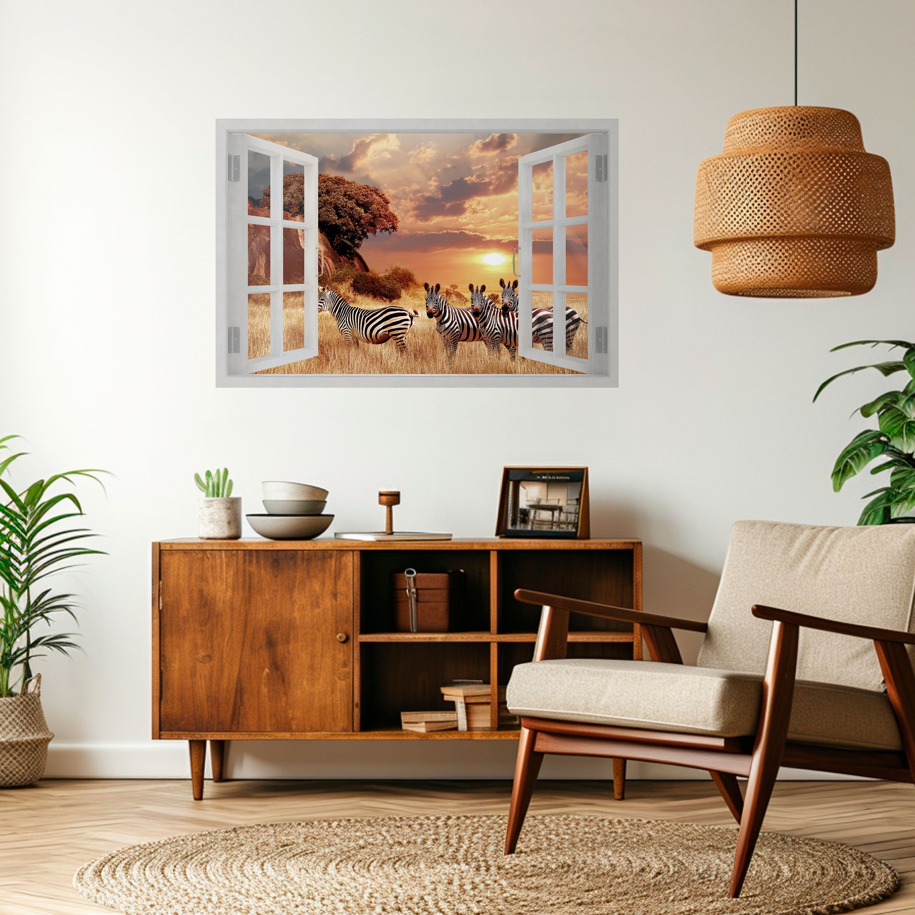 ZEBRA SUNSET VISTA Horizontales Poster zum Abziehen und Aufkleben