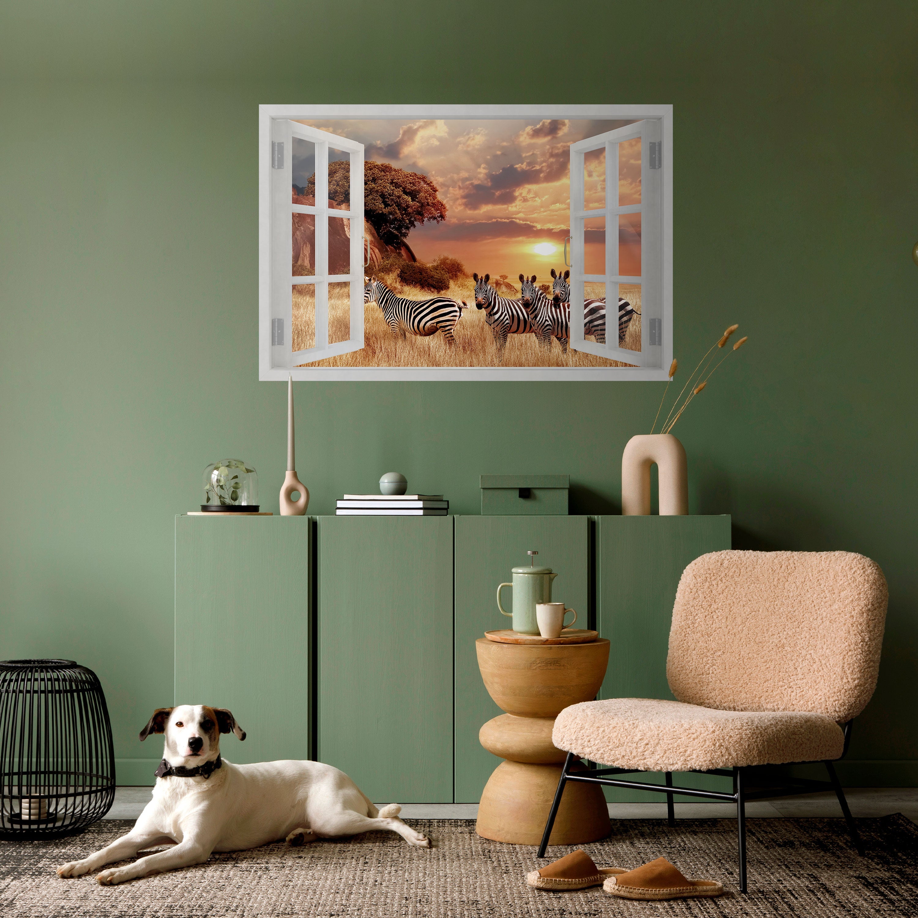 ZEBRA SUNSET VISTA Horizontales Poster zum Abziehen und Aufkleben