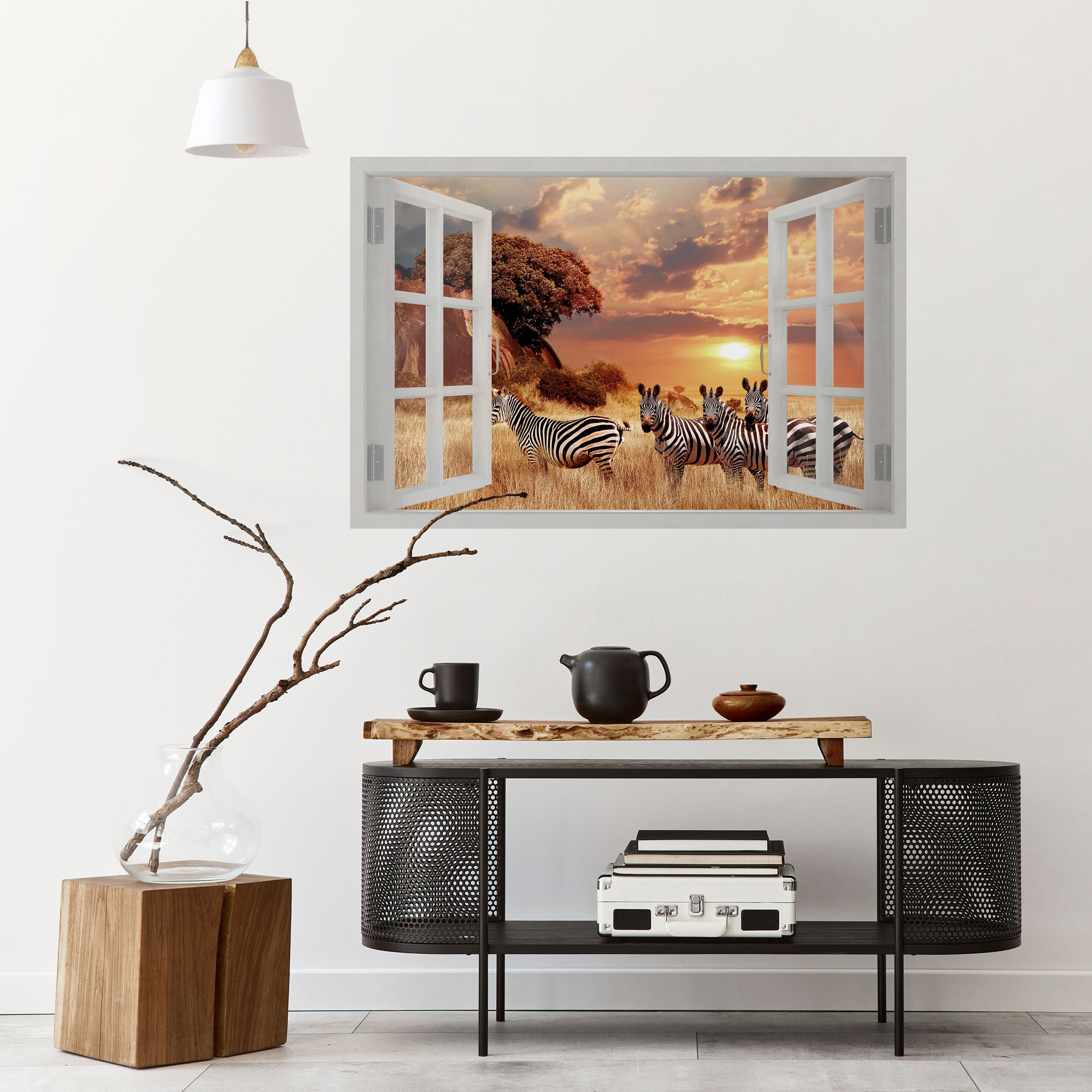 ZEBRA SUNSET VISTA Horizontales Poster zum Abziehen und Aufkleben