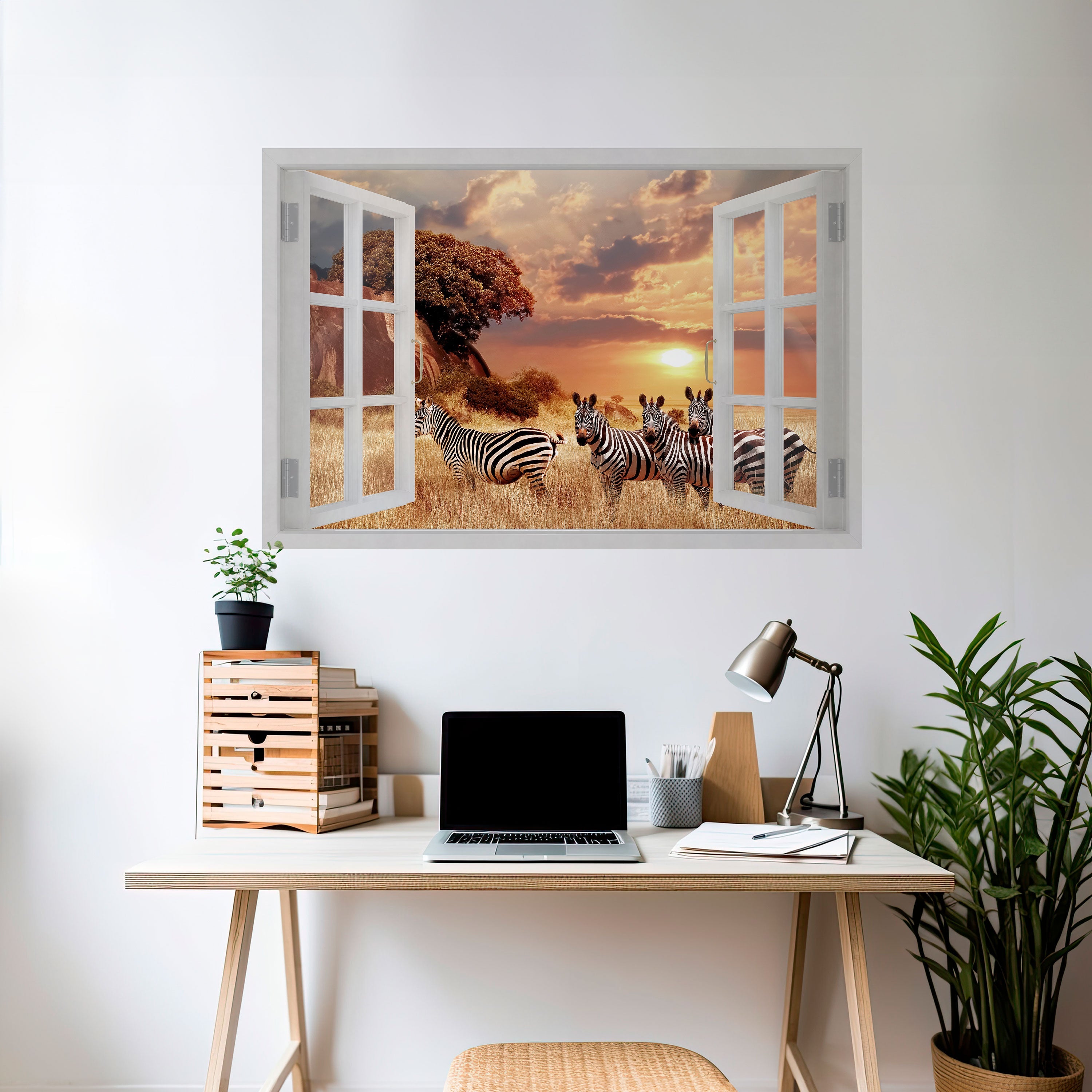 ZEBRA SUNSET VISTA Horizontales Poster zum Abziehen und Aufkleben