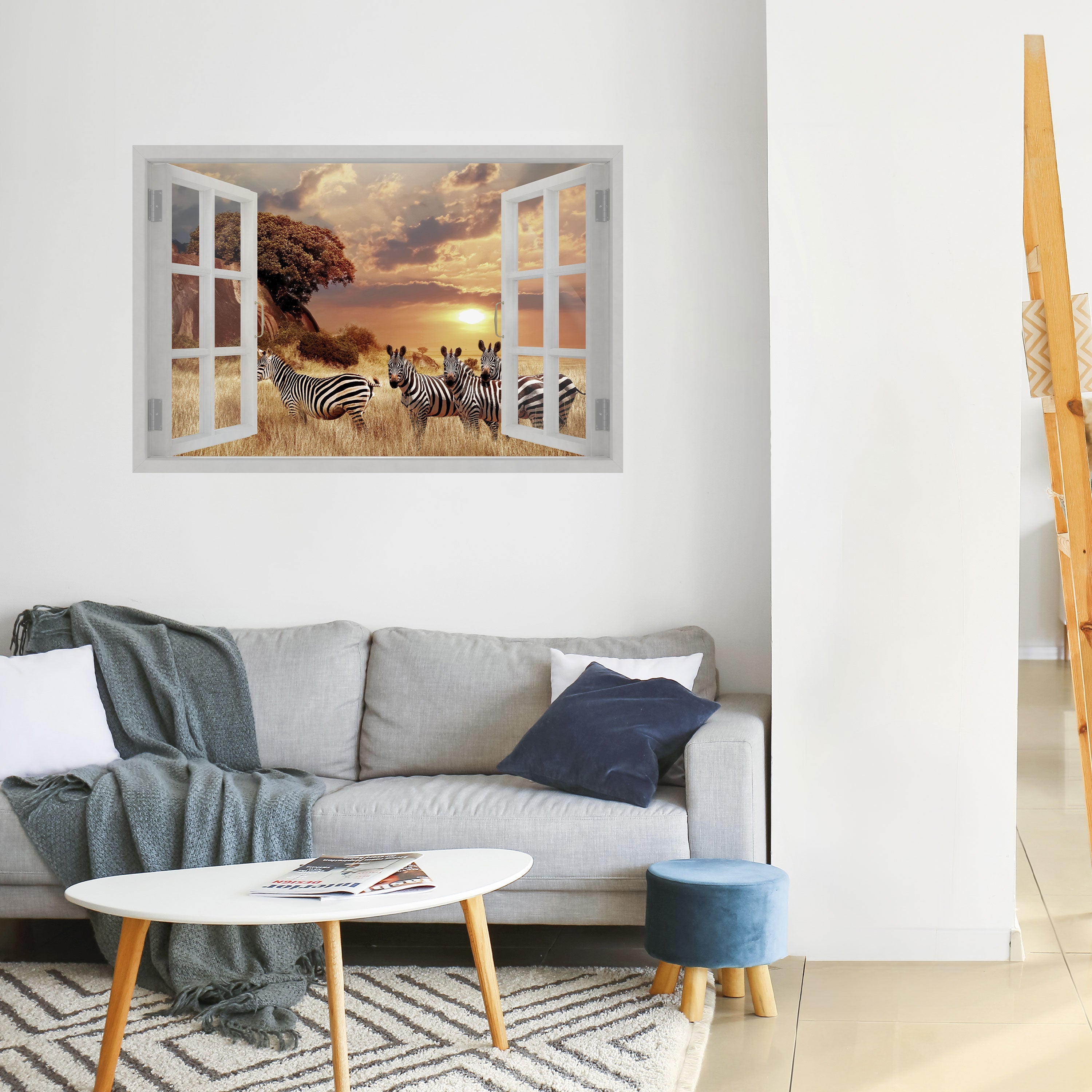 ZEBRA SUNSET VISTA Horizontales Poster zum Abziehen und Aufkleben