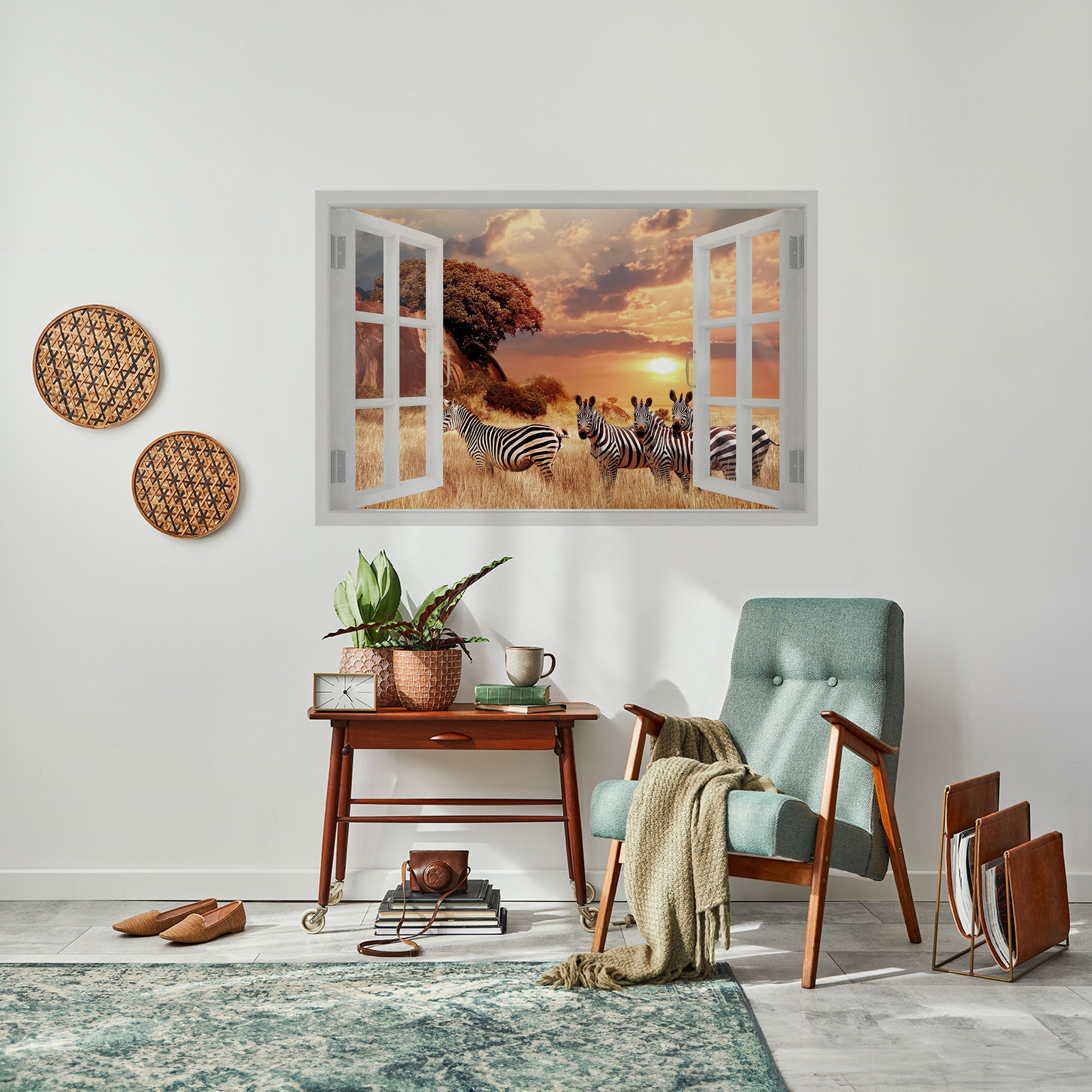 ZEBRA SUNSET VISTA Horizontales Poster zum Abziehen und Aufkleben