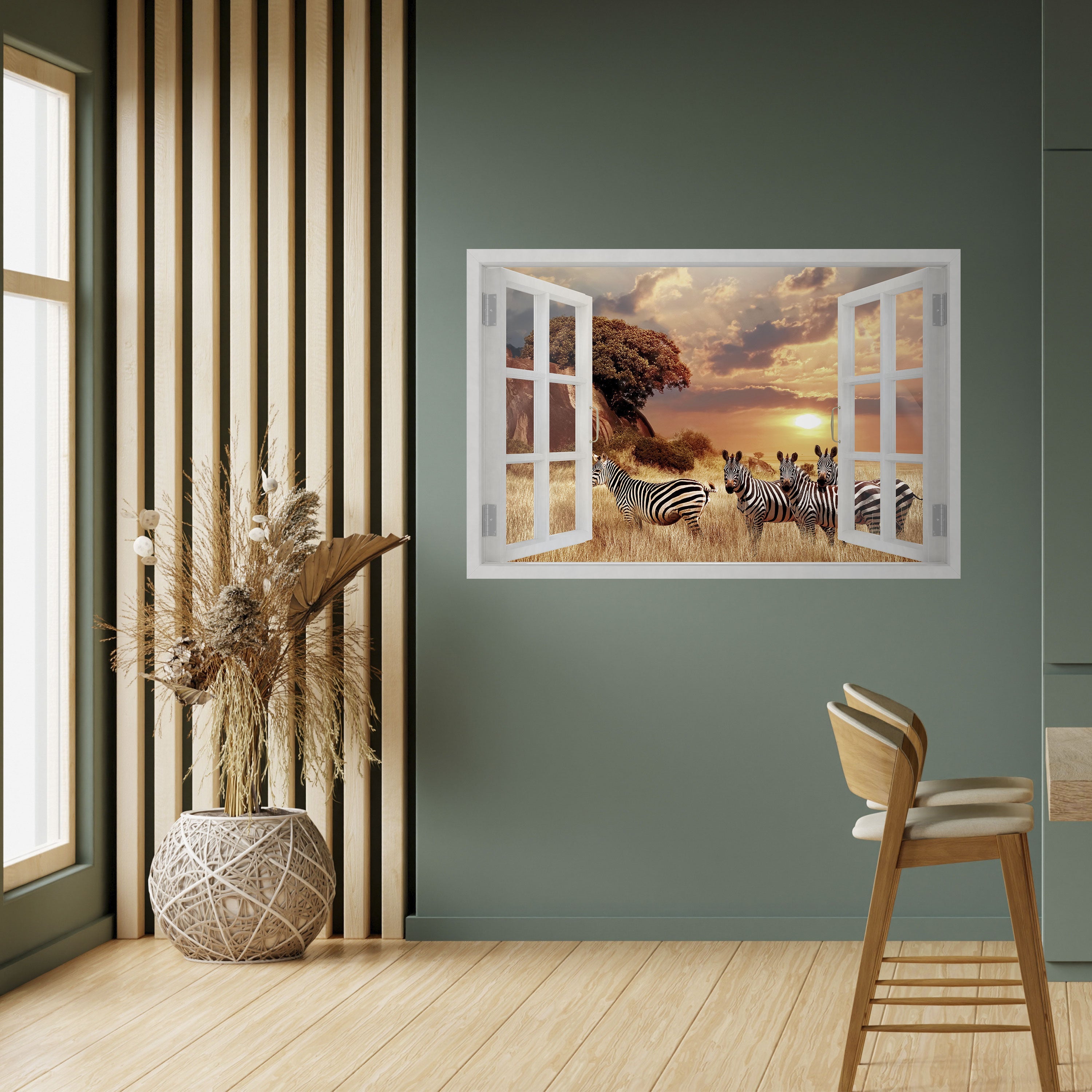 ZEBRA SUNSET VISTA Horizontales Poster zum Abziehen und Aufkleben