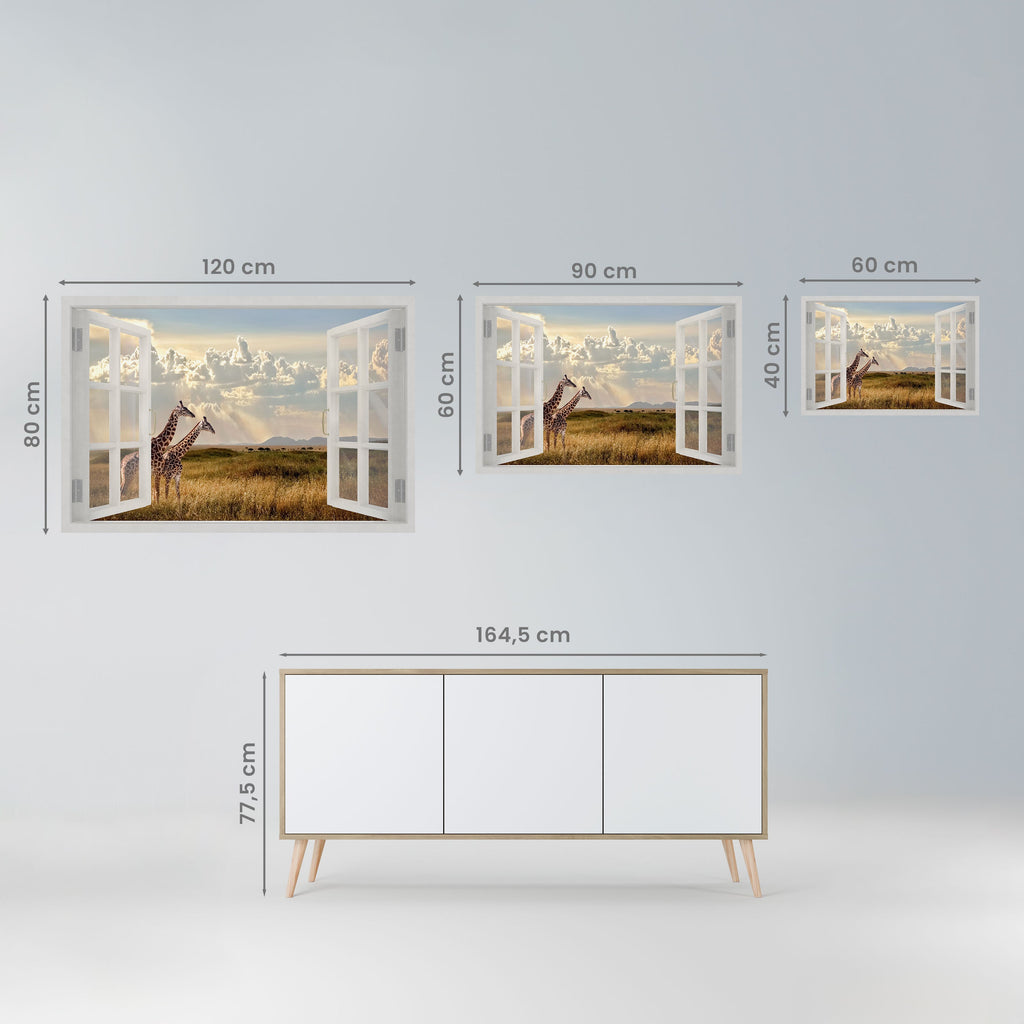 GIRAFFE GAZE WINDOW Horizontales Poster zum Abziehen und Aufkleben