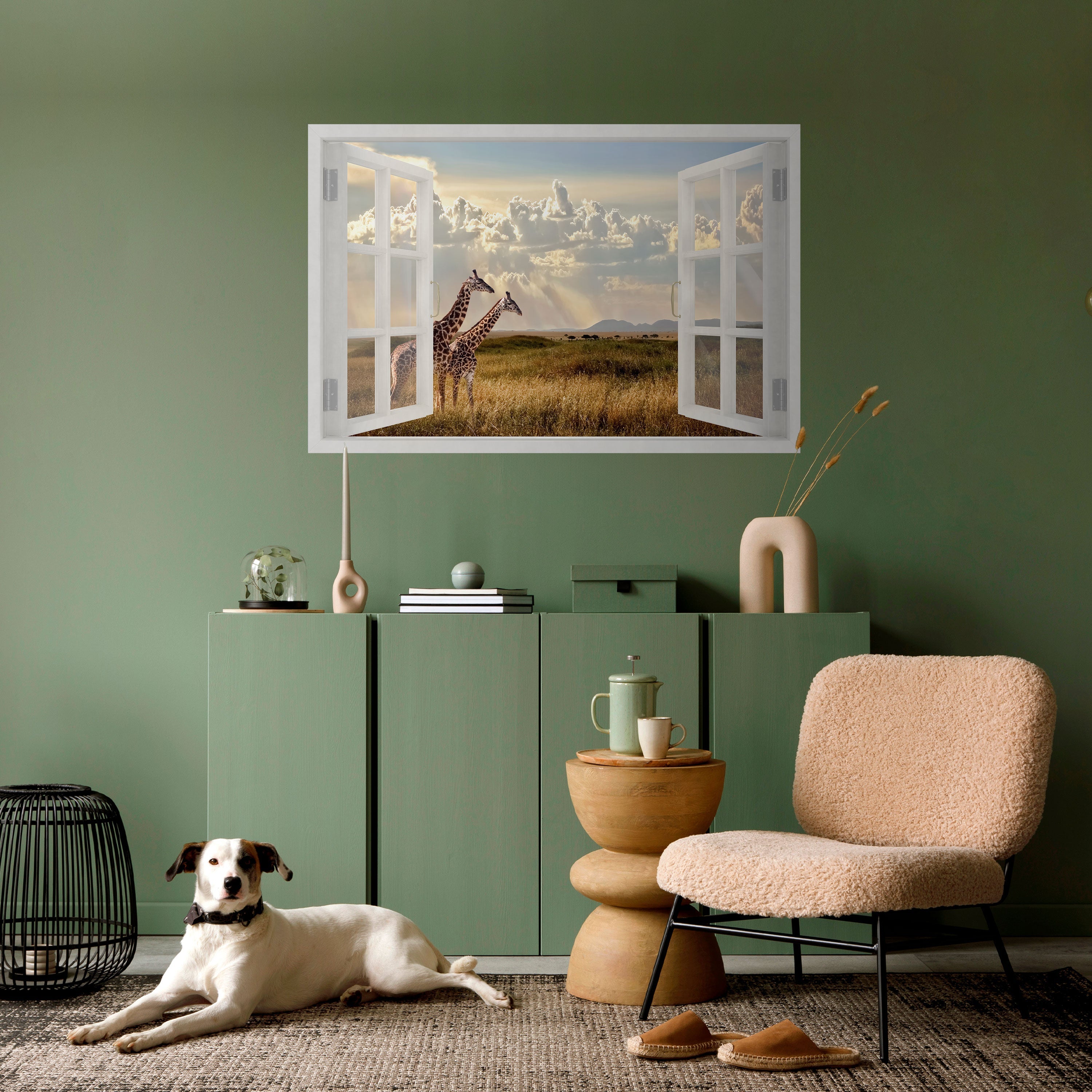 GIRAFFE GAZE WINDOW Horizontales Poster zum Abziehen und Aufkleben