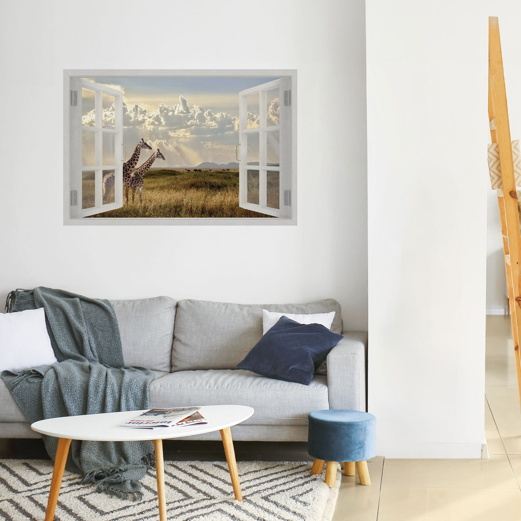 GIRAFFE GAZE WINDOW Horizontales Poster zum Abziehen und Aufkleben