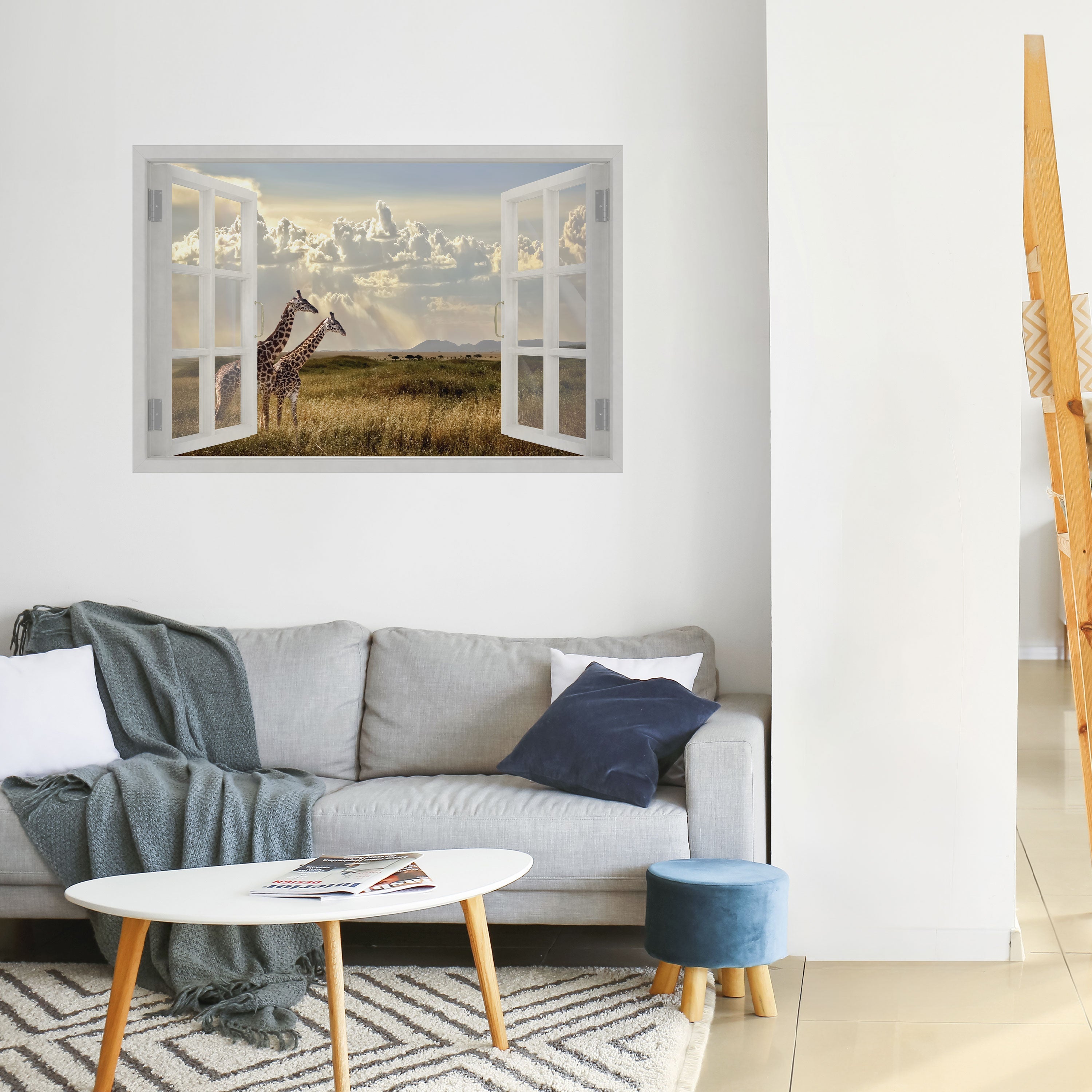 GIRAFFE GAZE WINDOW Horizontales Poster zum Abziehen und Aufkleben