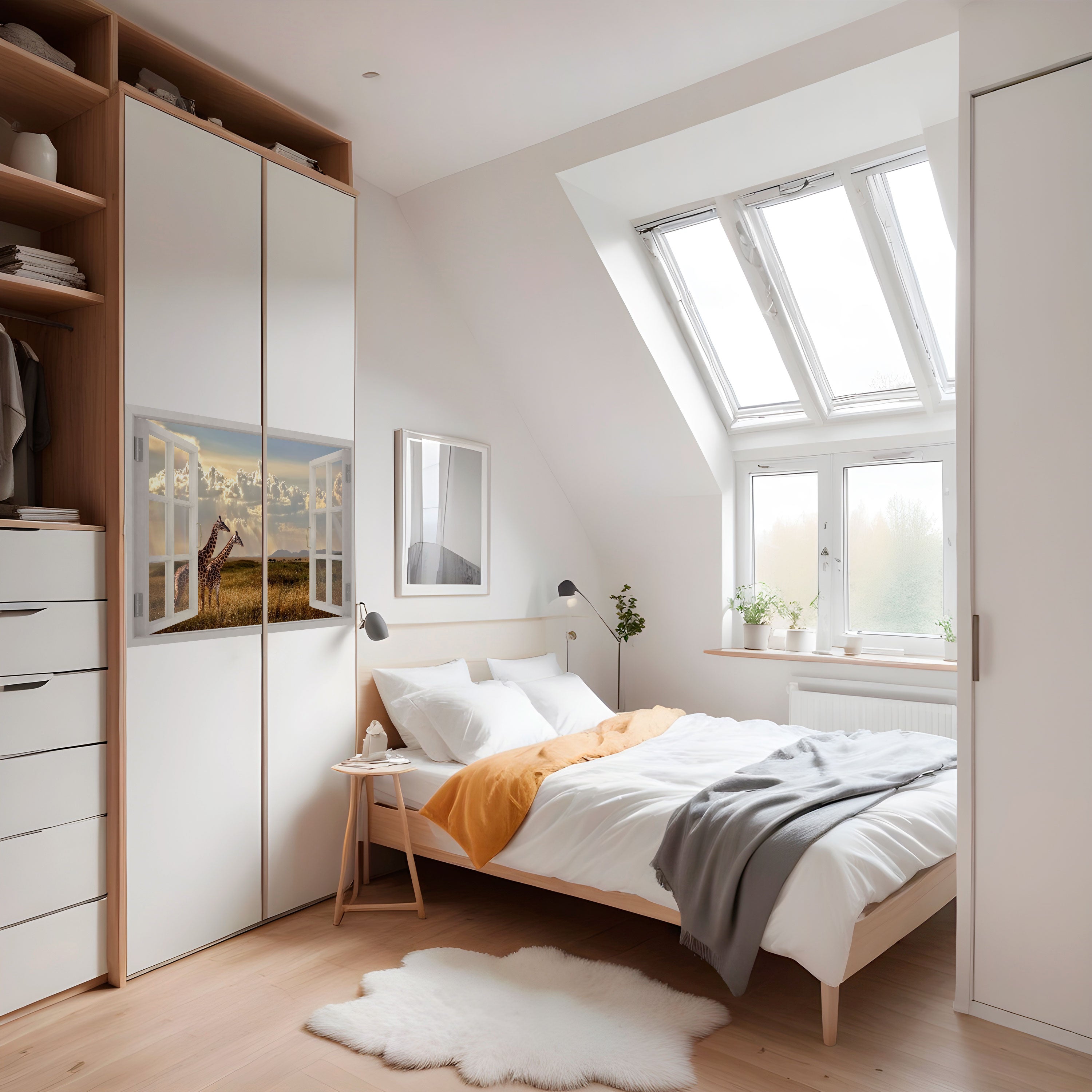 GIRAFFE GAZE WINDOW Horizontales Poster zum Abziehen und Aufkleben
