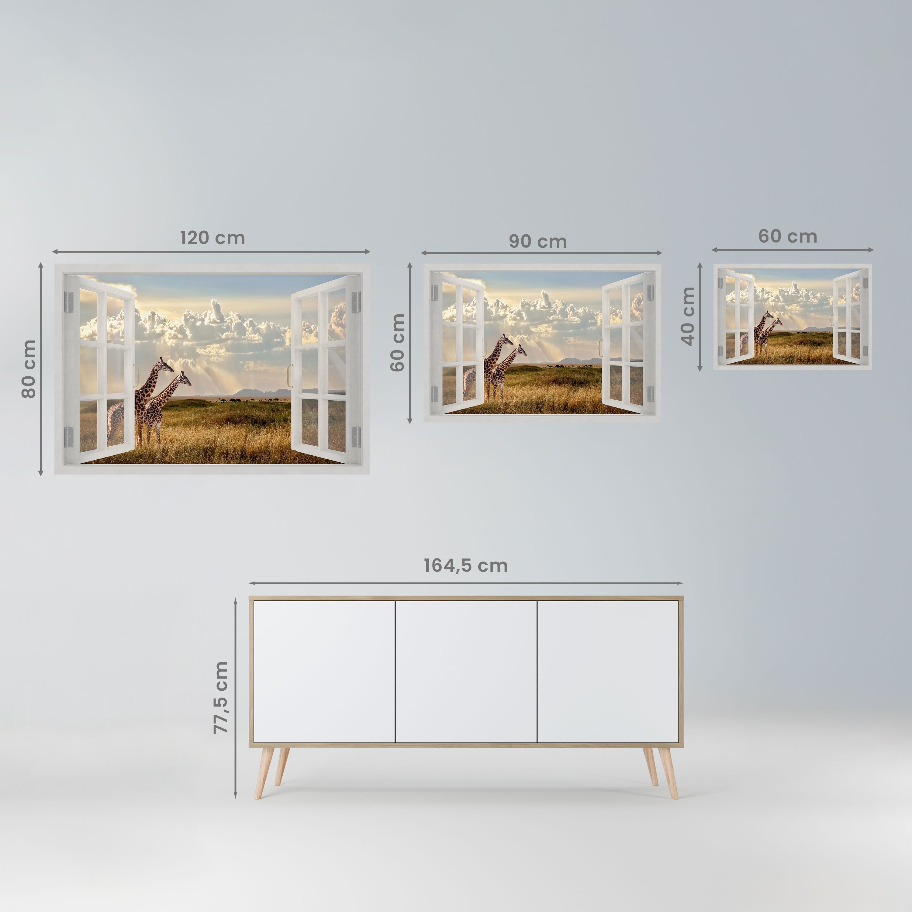 GIRAFFE GAZE WINDOW Horizontales Poster zum Abziehen und Aufkleben