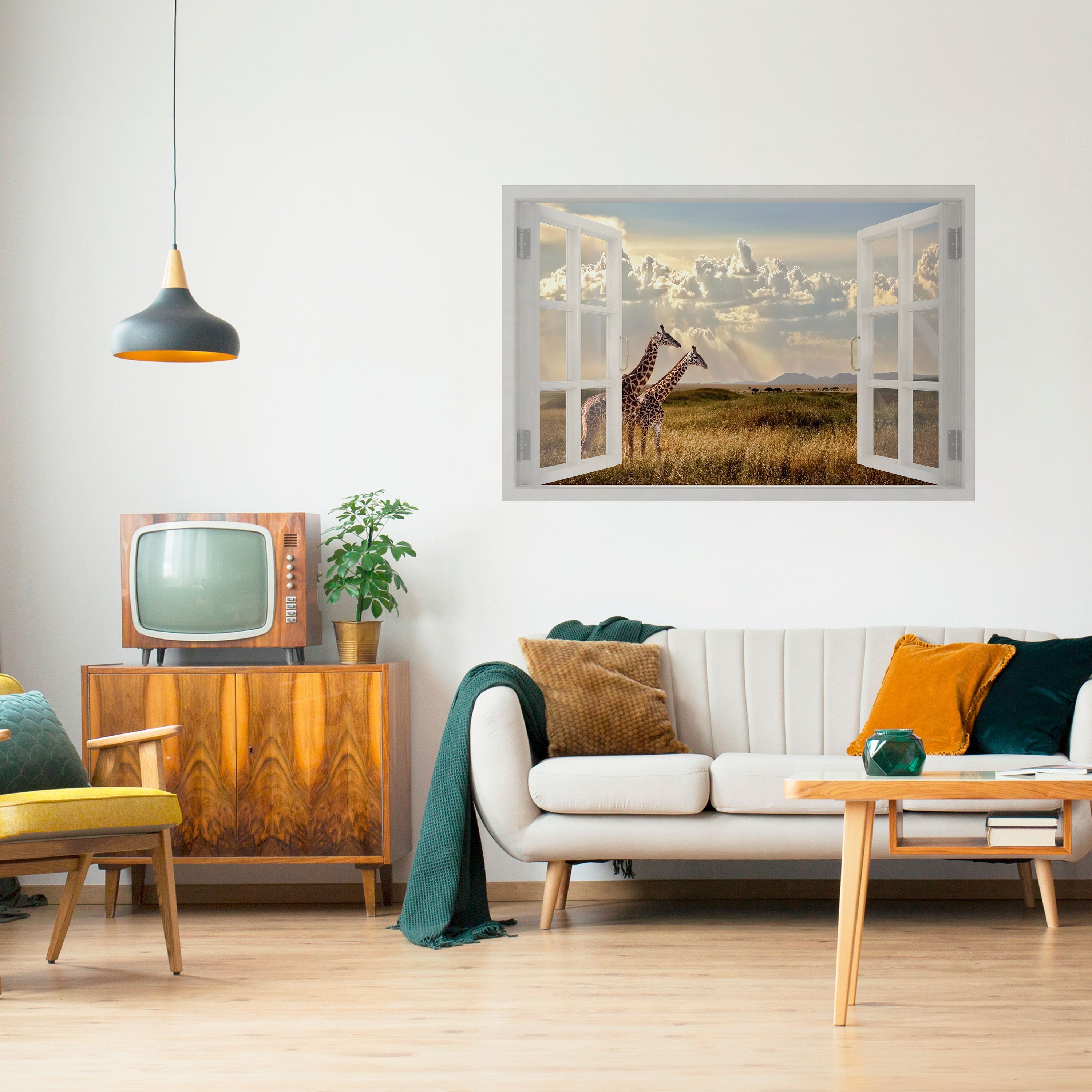 GIRAFFE GAZE WINDOW Horizontales Poster zum Abziehen und Aufkleben