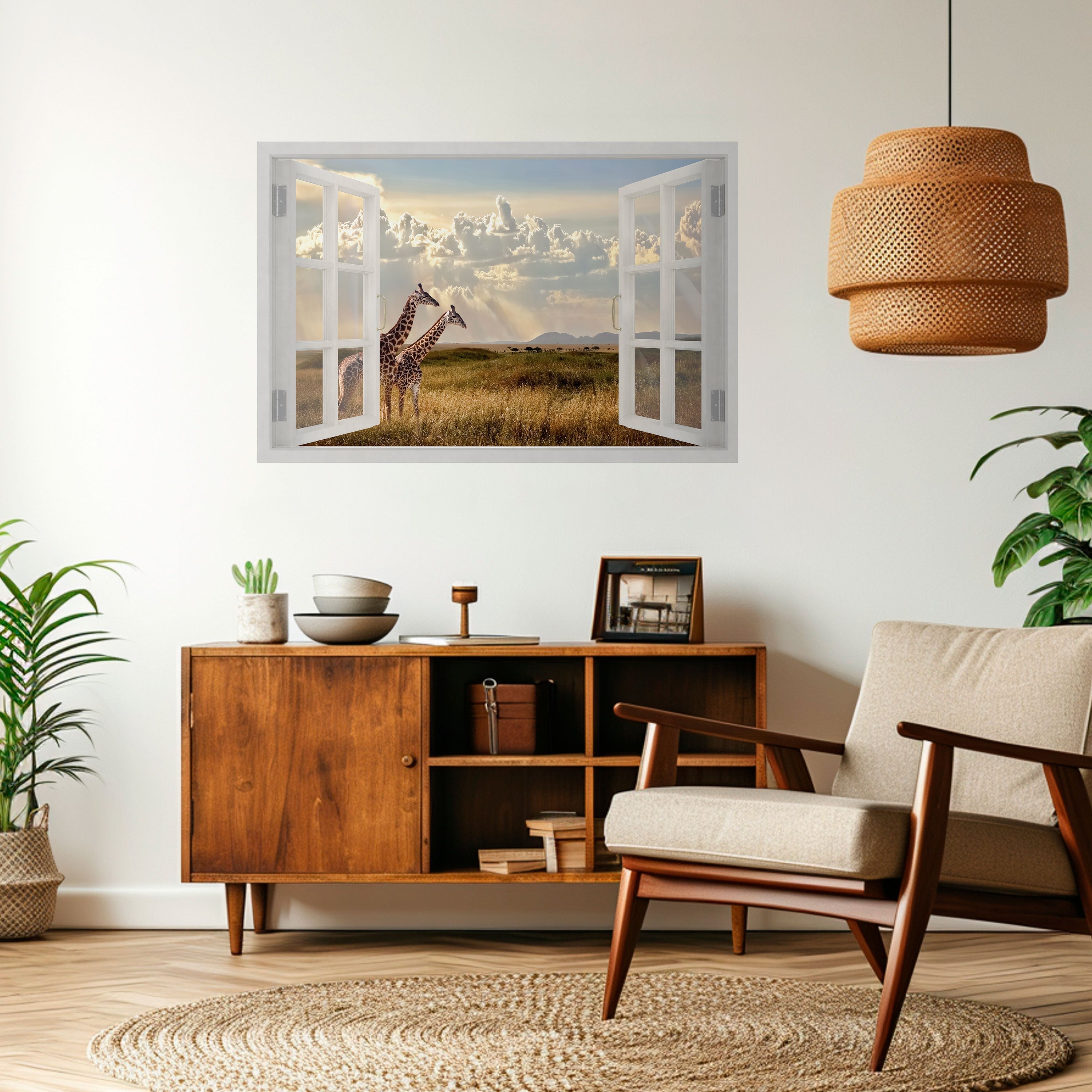 GIRAFFE GAZE WINDOW Horizontales Poster zum Abziehen und Aufkleben
