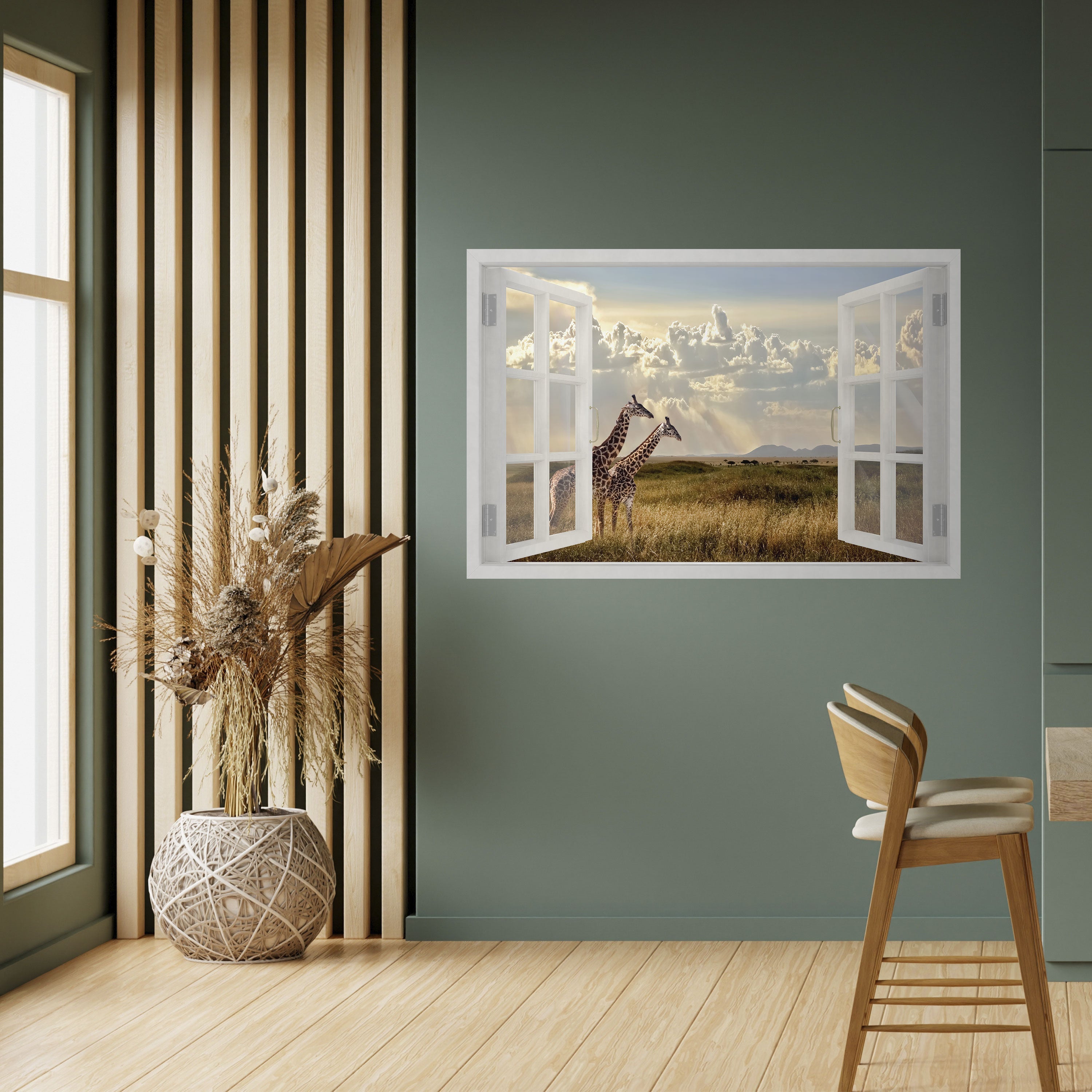GIRAFFE GAZE WINDOW Horizontales Poster zum Abziehen und Aufkleben