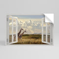GIRAFFE GAZE WINDOW Selbstklebendes Horizontal-Poster