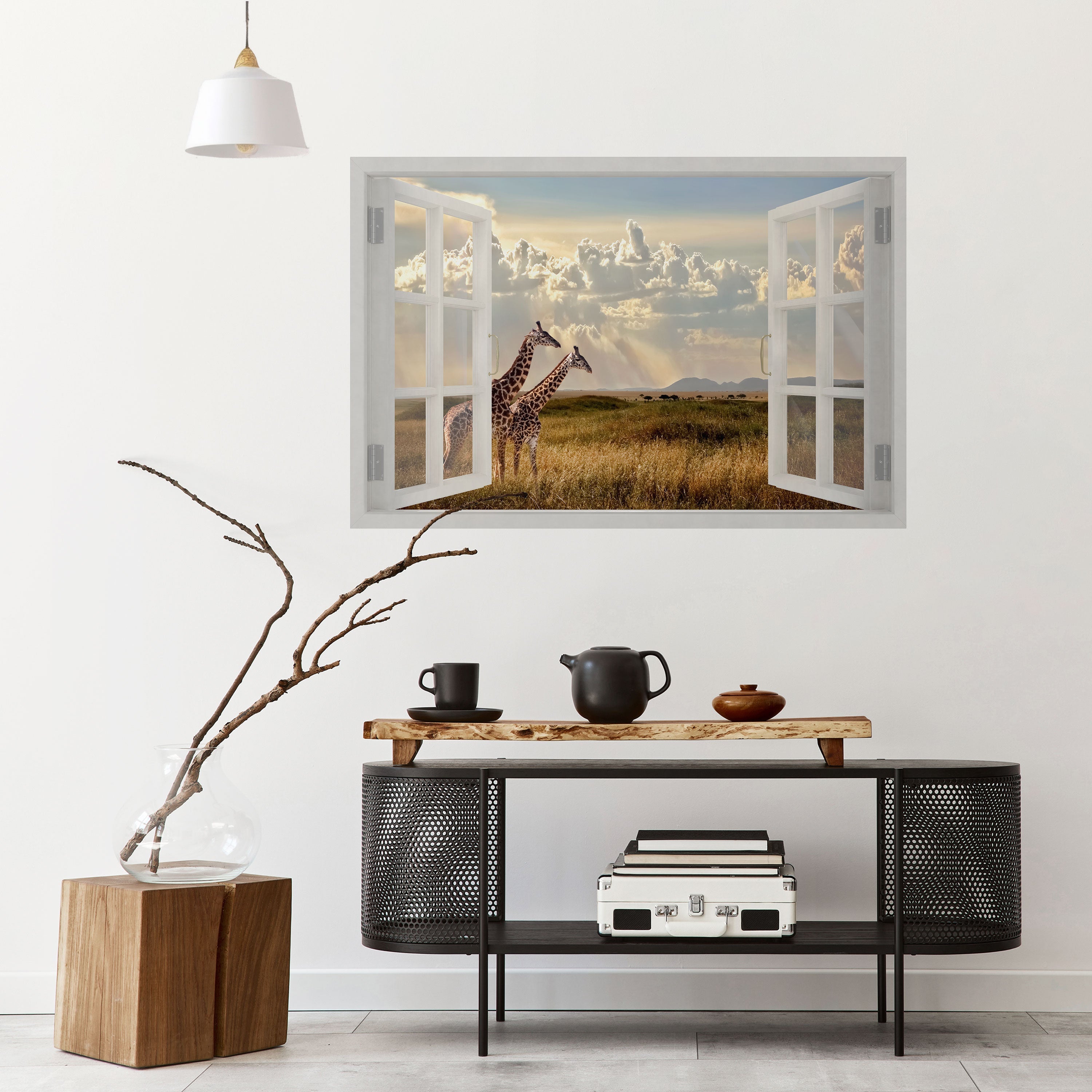 GIRAFFE GAZE WINDOW Horizontales Poster zum Abziehen und Aufkleben