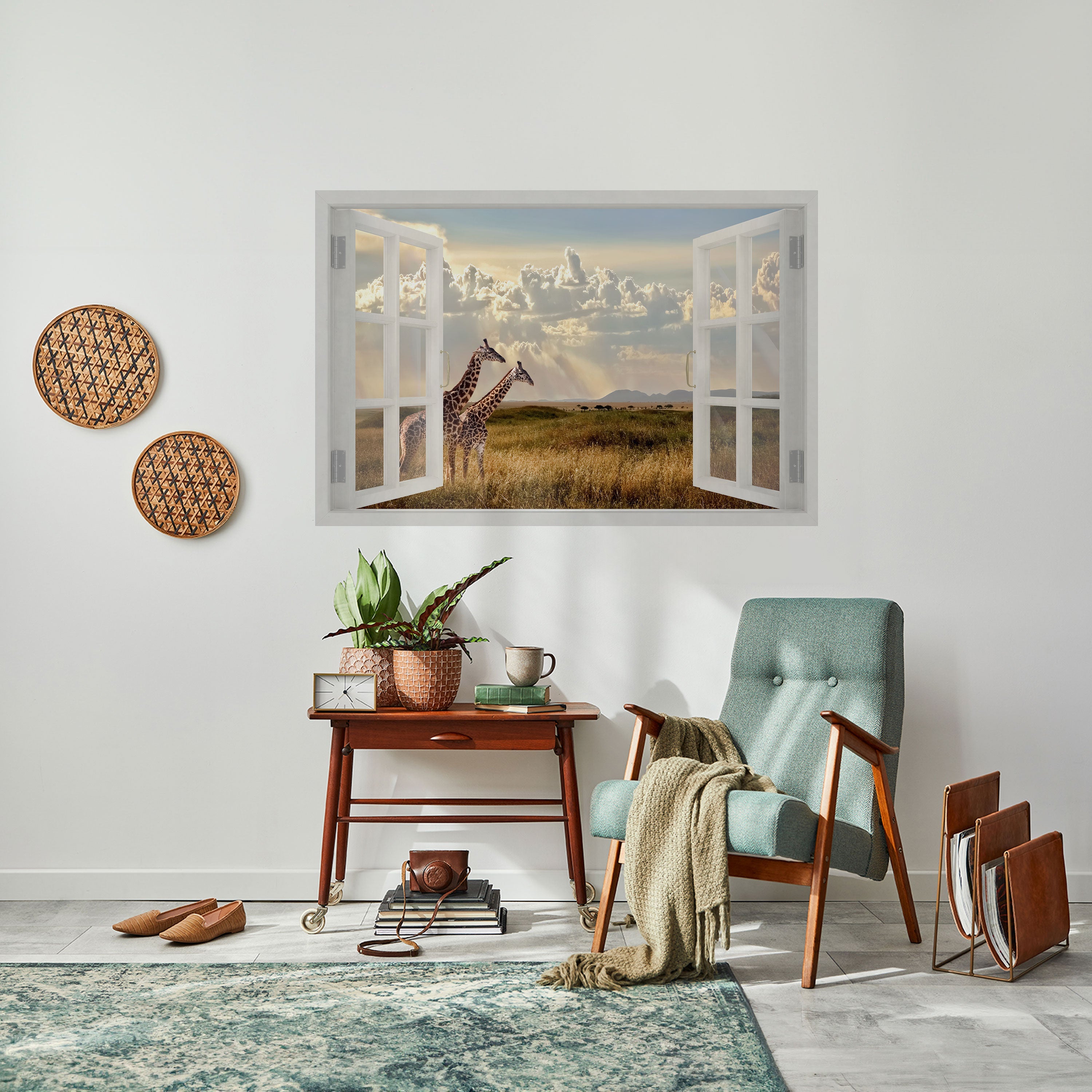 GIRAFFE GAZE WINDOW Horizontales Poster zum Abziehen und Aufkleben