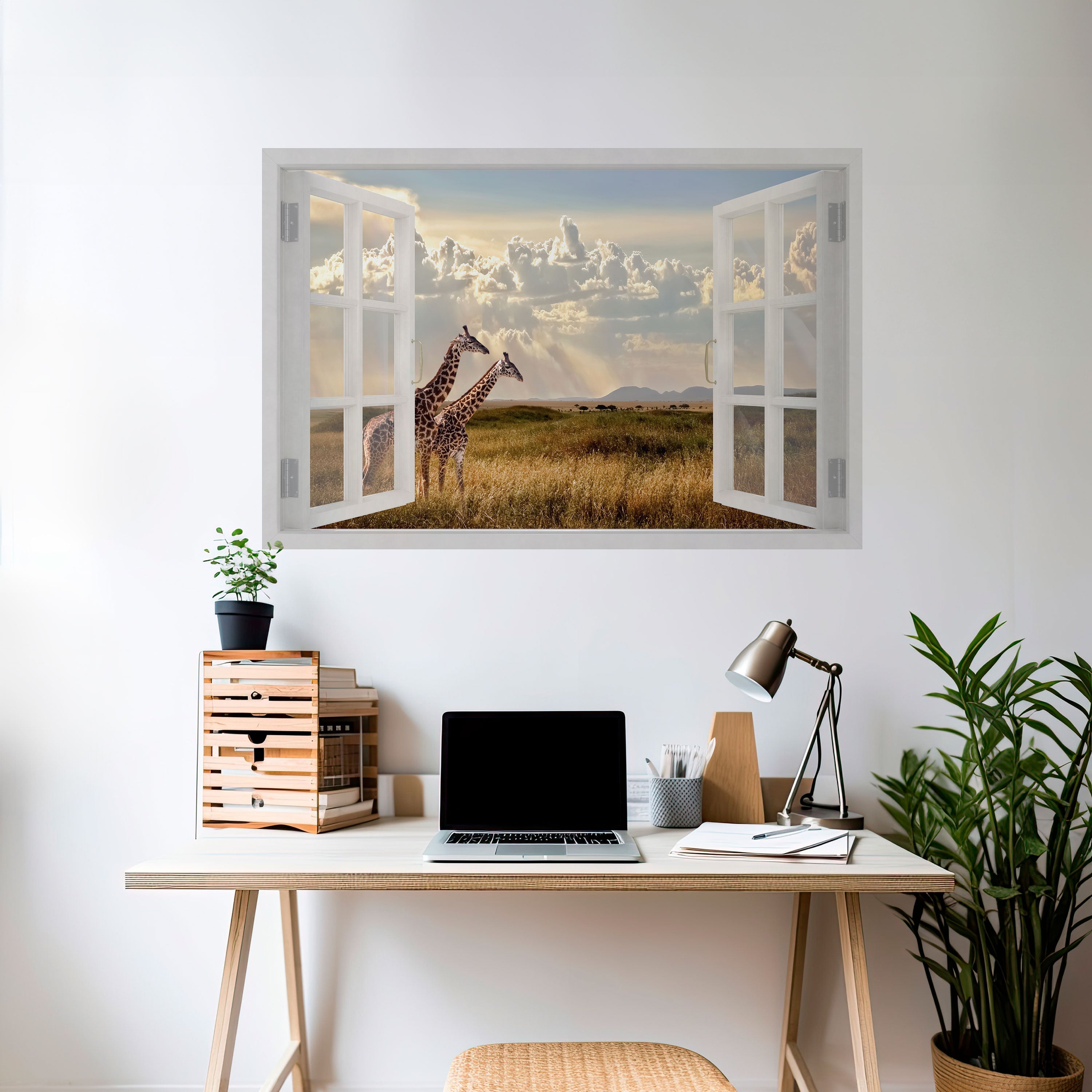GIRAFFE GAZE WINDOW Horizontales Poster zum Abziehen und Aufkleben
