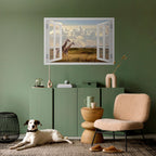 GIRAFFE GAZE WINDOW Selbstklebendes Horizontal-Poster