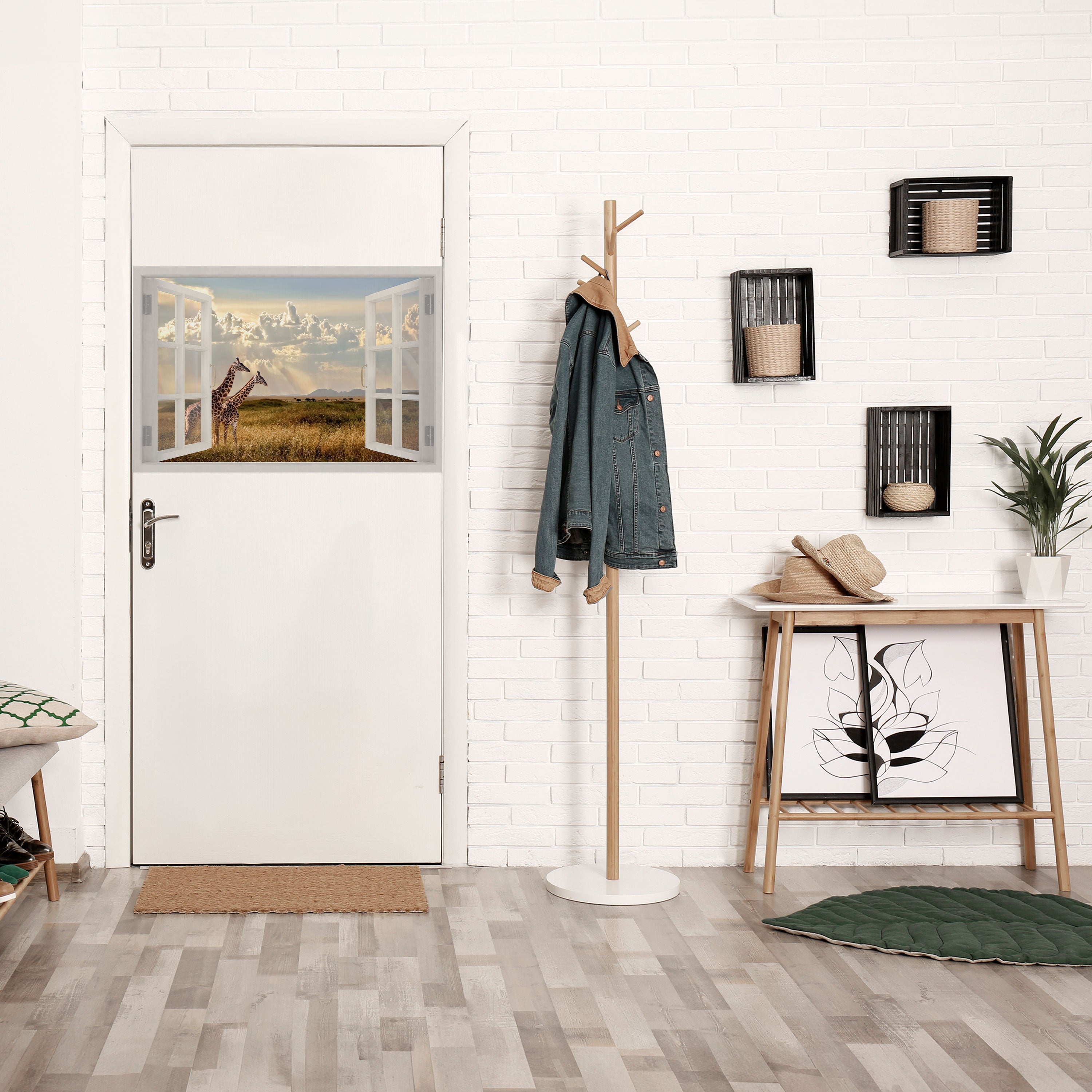 GIRAFFE GAZE WINDOW Horizontales Poster zum Abziehen und Aufkleben