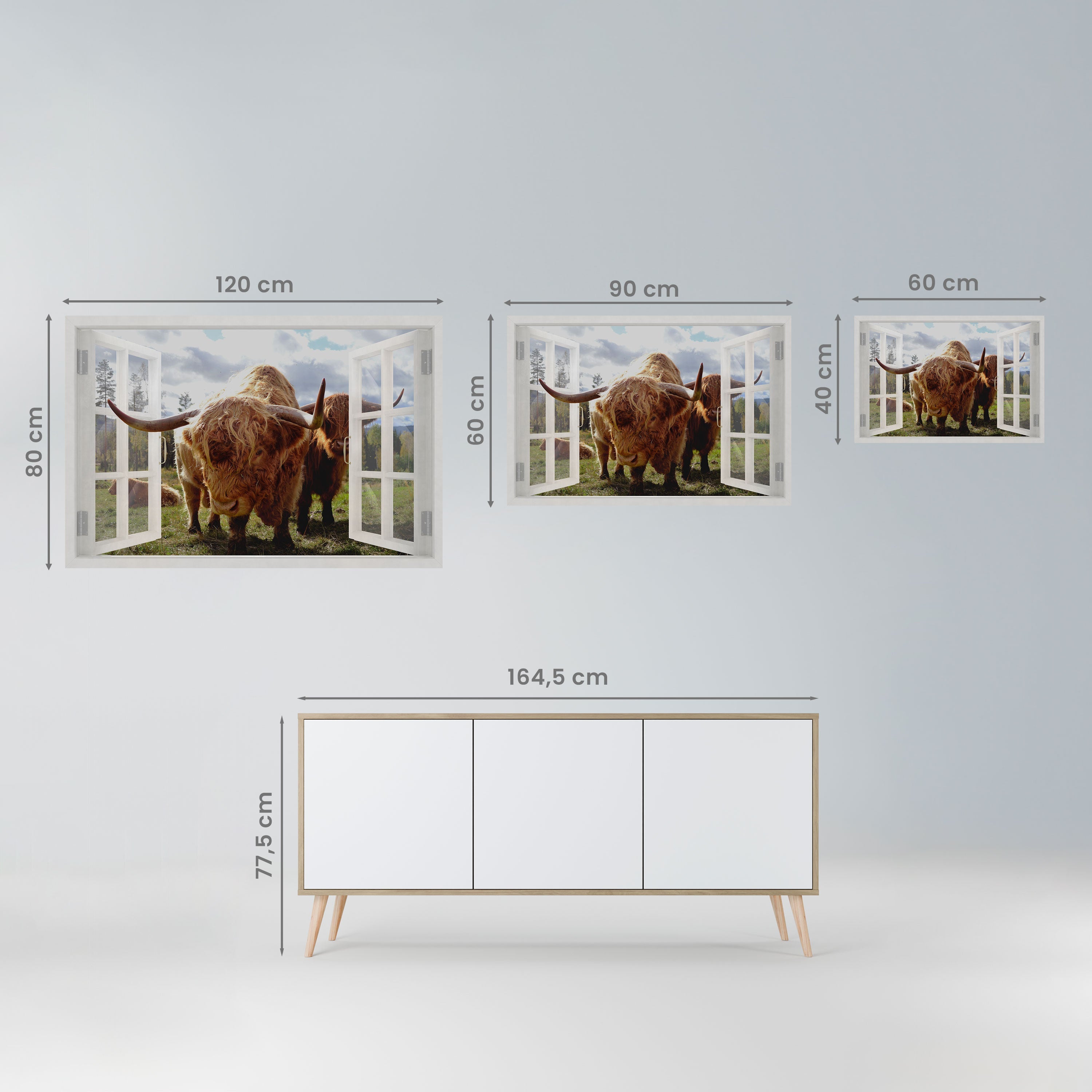 BOVINE WINDOW VISTA Horizontales Poster zum Abziehen und Aufkleben