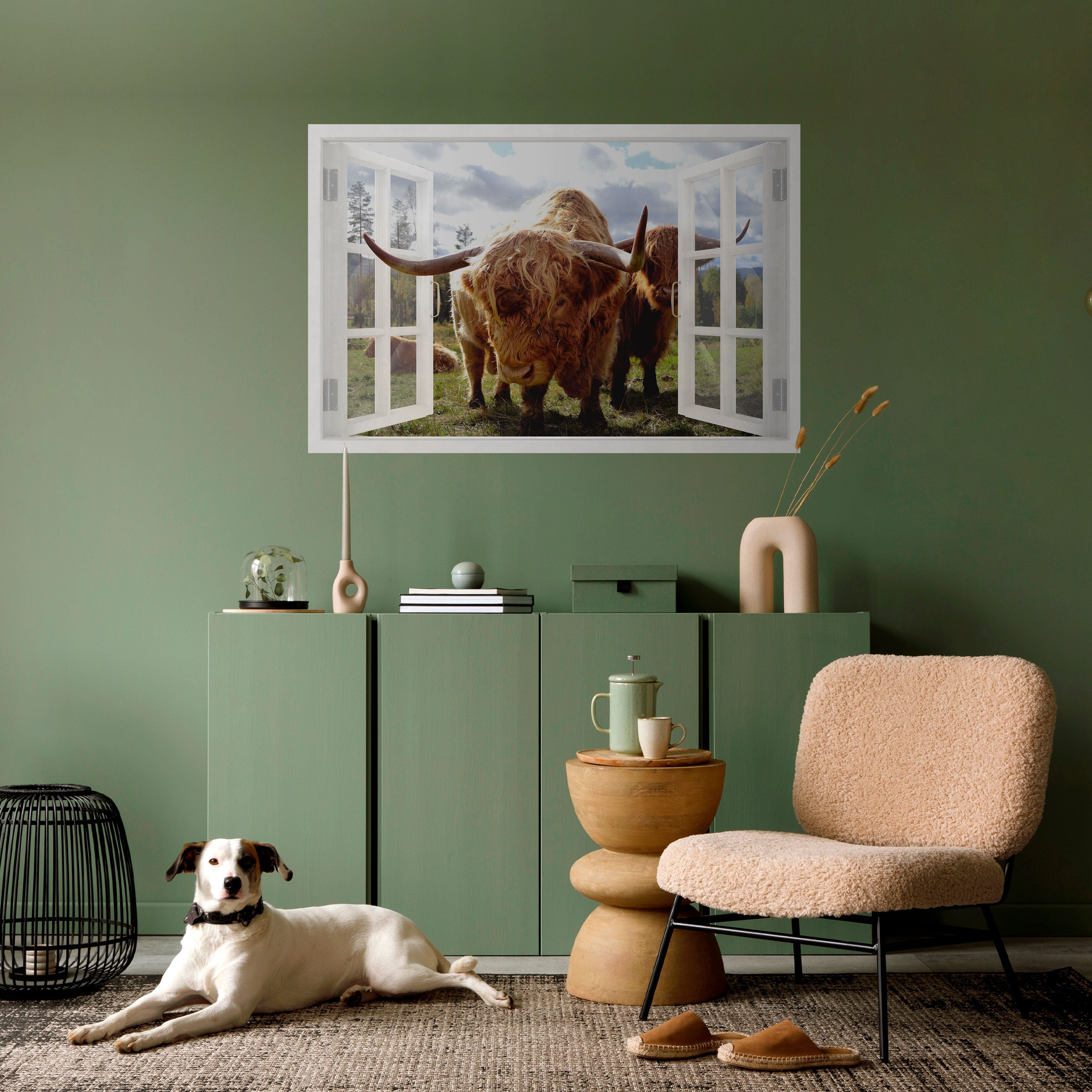 BOVINE WINDOW VISTA Horizontales Poster zum Abziehen und Aufkleben