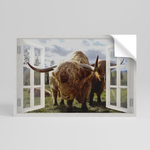 BOVINE WINDOW VISTA Selbstklebendes Horizontal-Poster