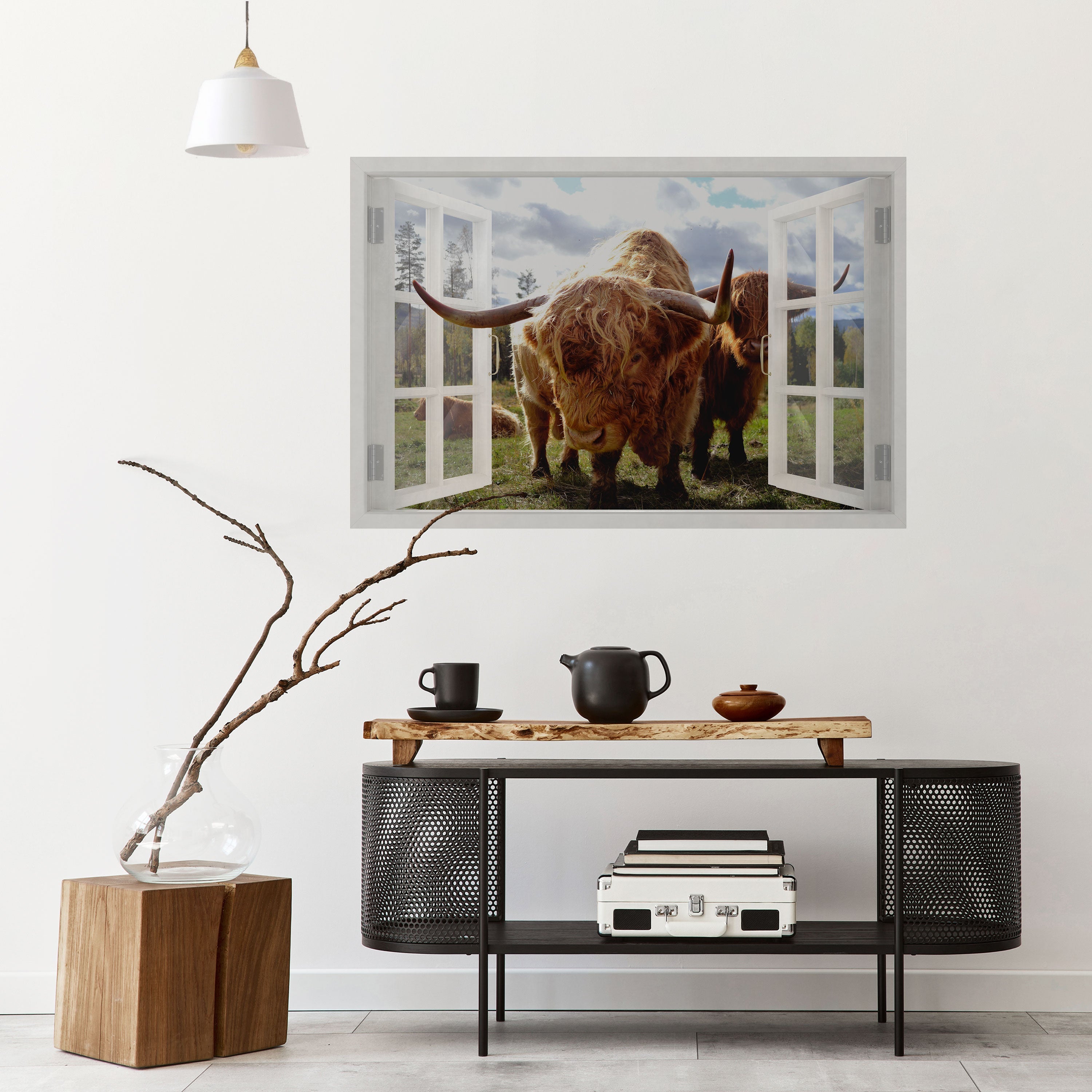 BOVINE WINDOW VISTA Horizontales Poster zum Abziehen und Aufkleben