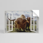 BOVINE WINDOW VISTA Selbstklebendes Horizontal-Poster