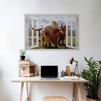 BOVINE WINDOW VISTA Selbstklebendes Horizontal-Poster