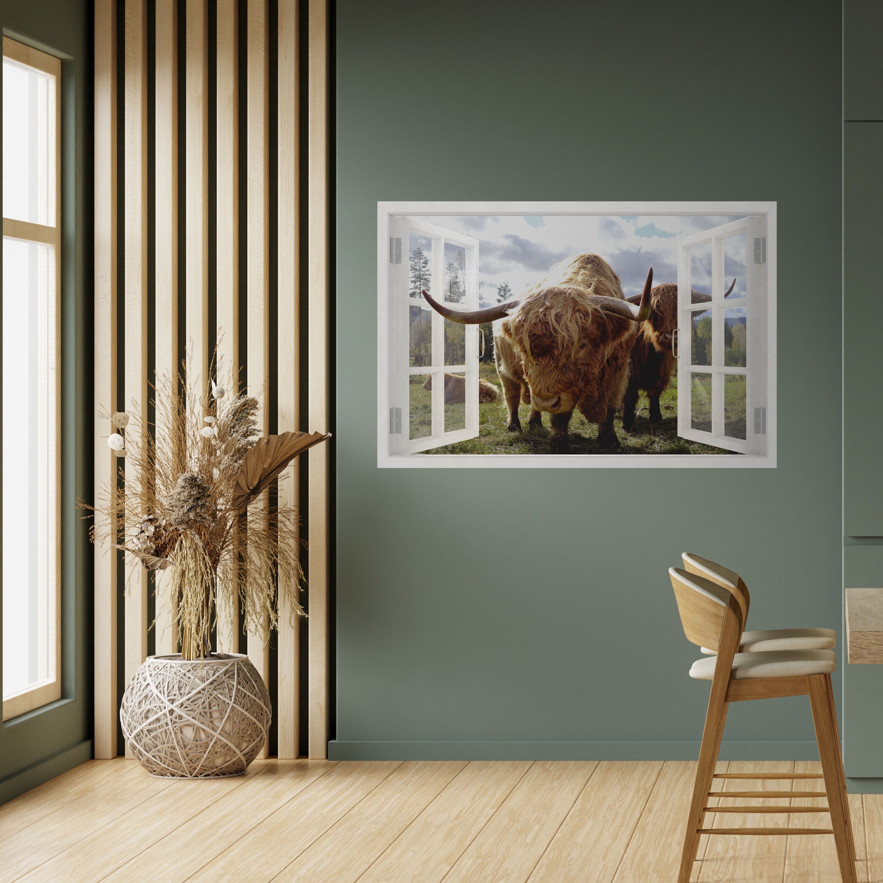 BOVINE WINDOW VISTA Horizontales Poster zum Abziehen und Aufkleben