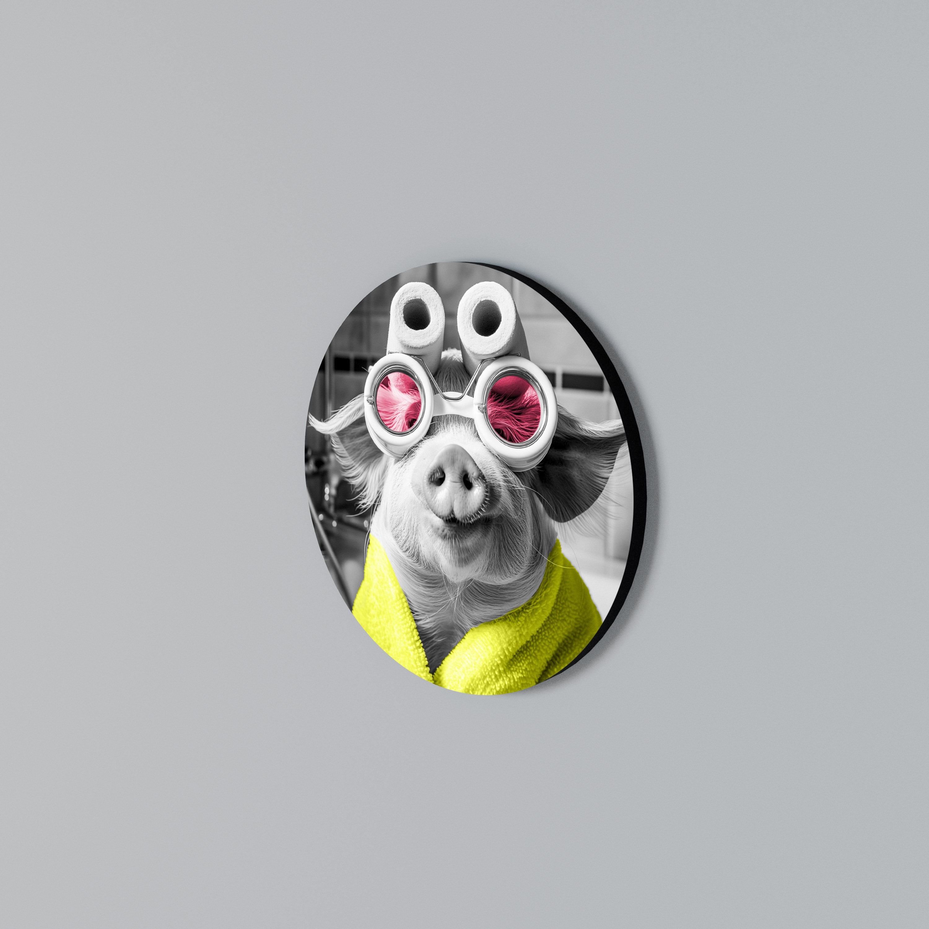 MORNING PIGLET Rundes Wandbild