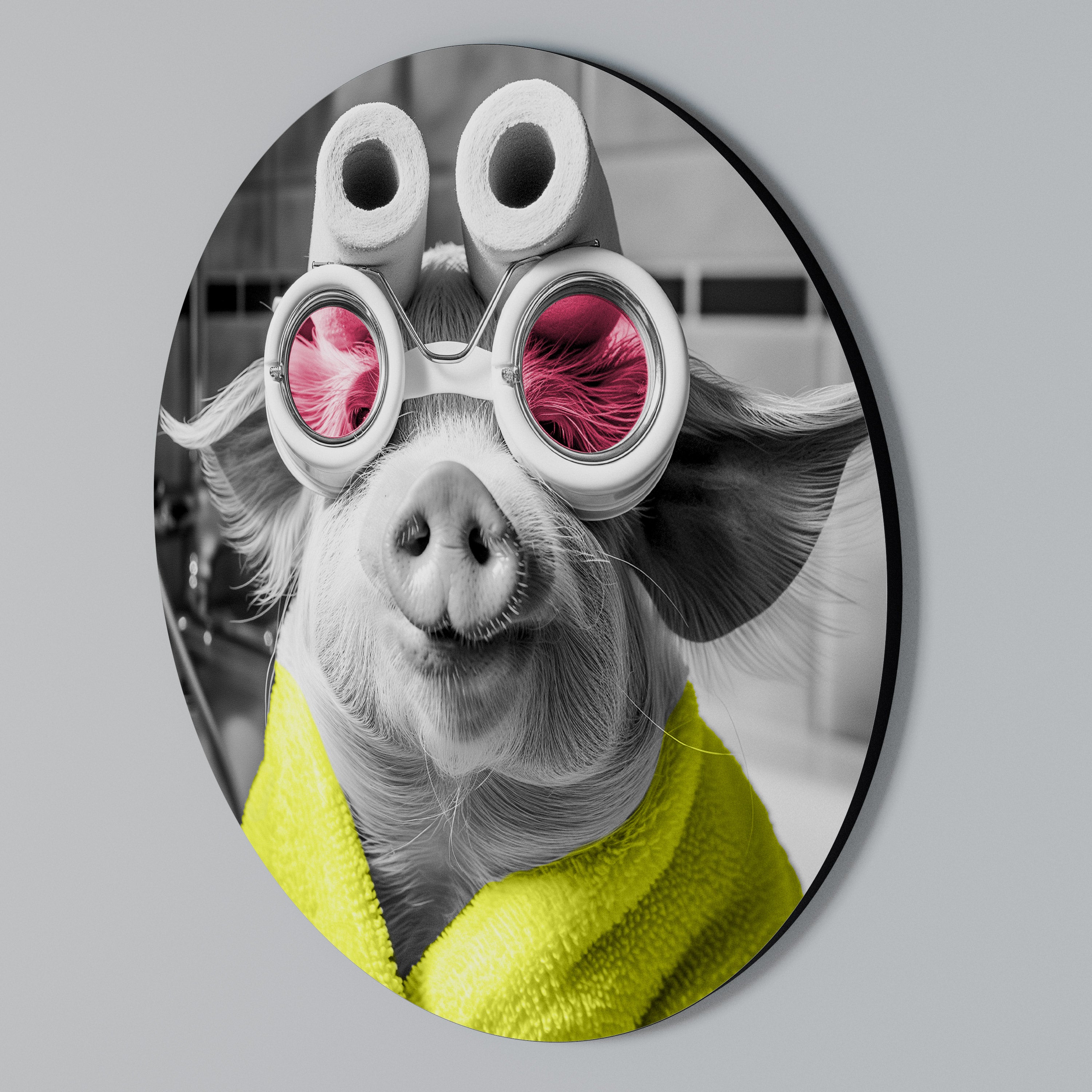 MORNING PIGLET Rundes Wandbild