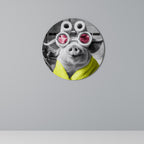 MORNING PIGLET Runde Wanddekoration Ø 69 cm