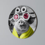 MORNING PIGLET Runde Wanddekoration Ø 69 cm