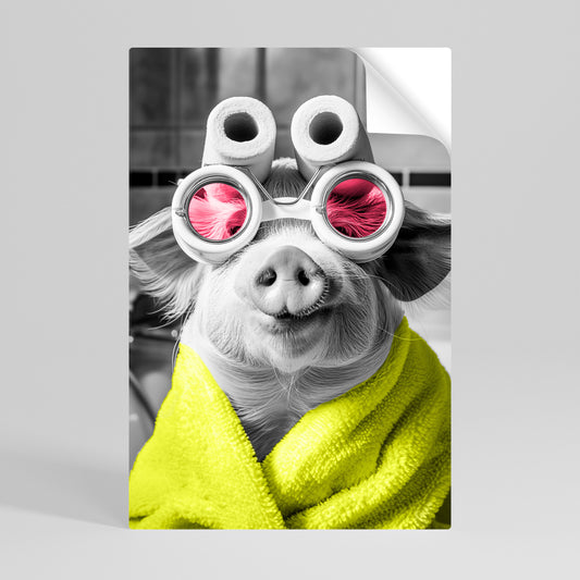 MORNING PIGLET Selbstklebendes Poster - Hochformat