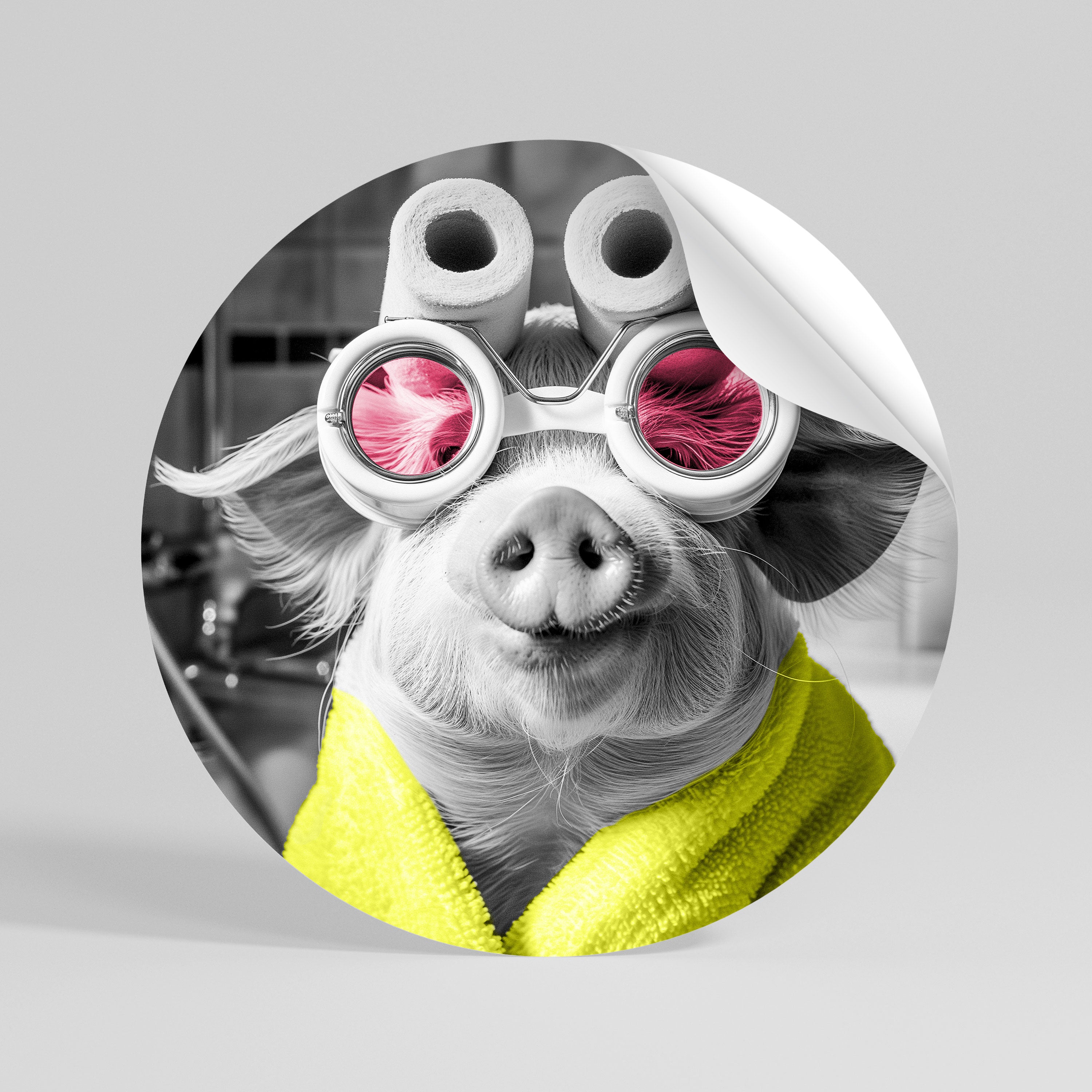 MORNING PIGLET Peel and Stick Round Sticker