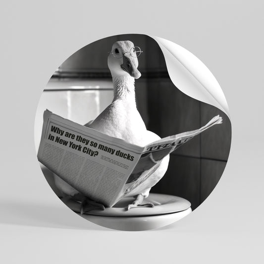 DUCKS IN THE CITY Peel and Stick Round Sticker